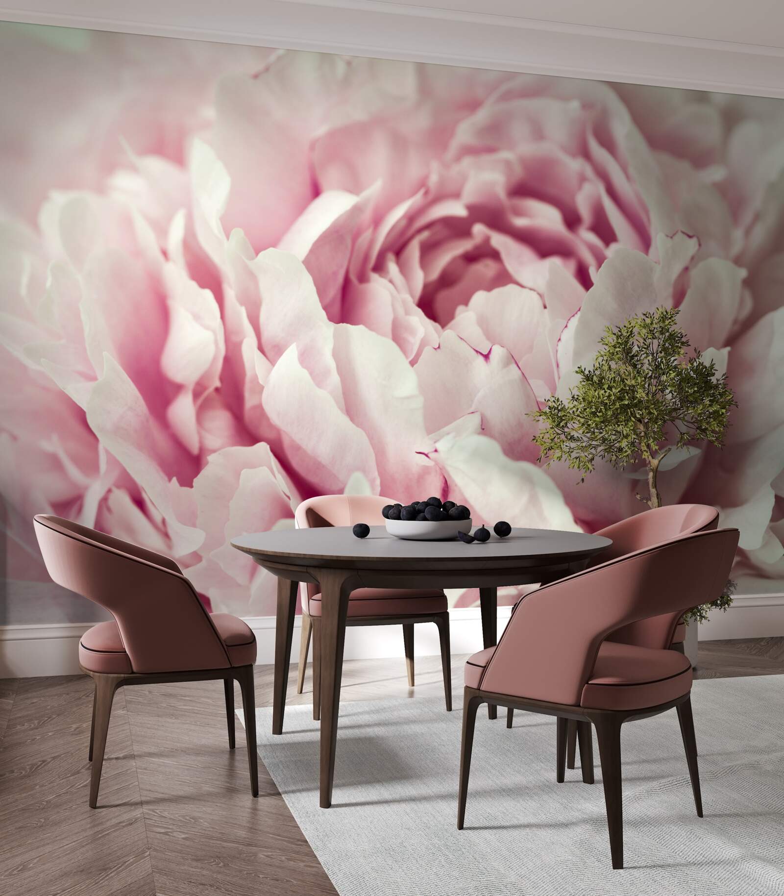 Papier peint feuilles souples de la fleur rose