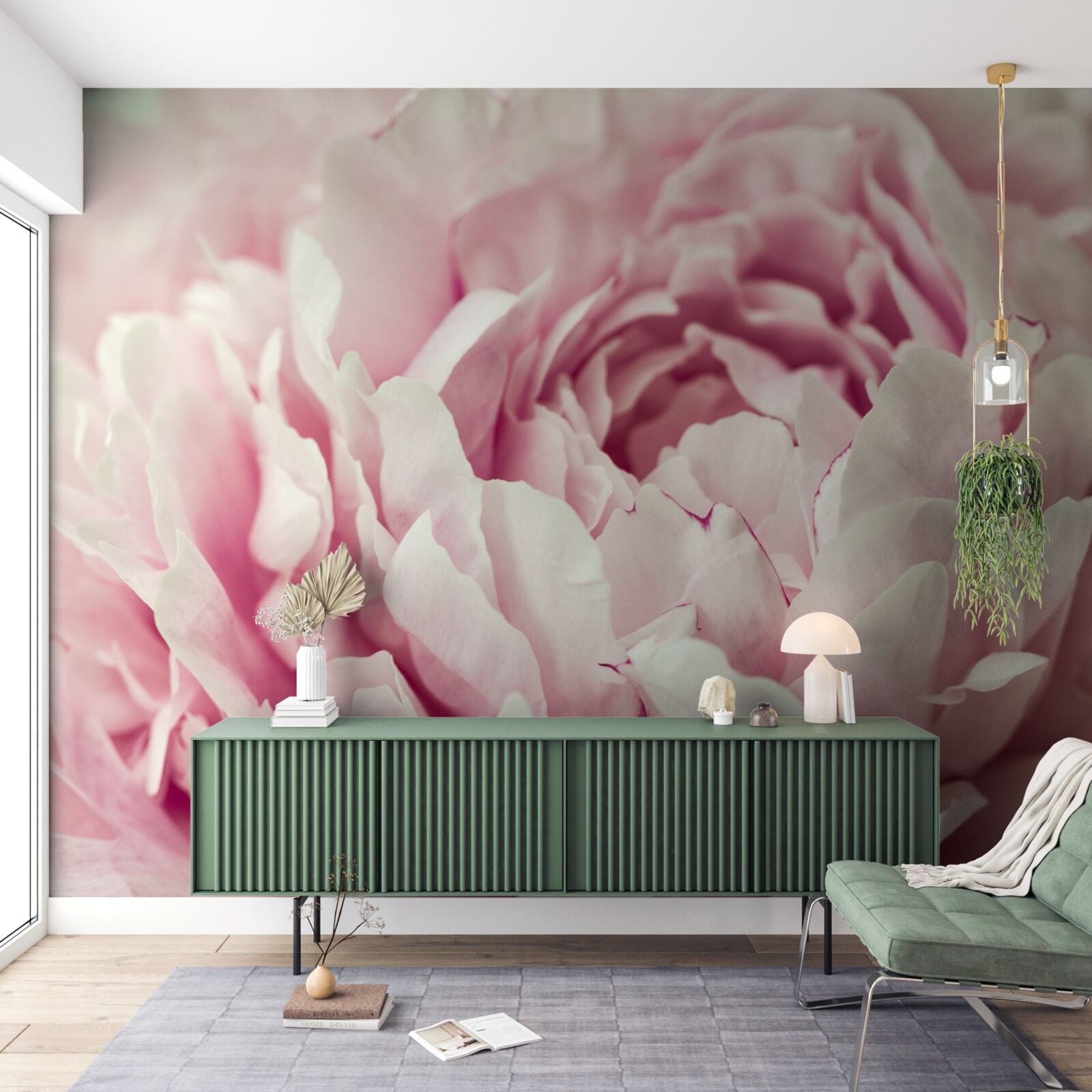 Papier peint feuilles souples de la fleur rose