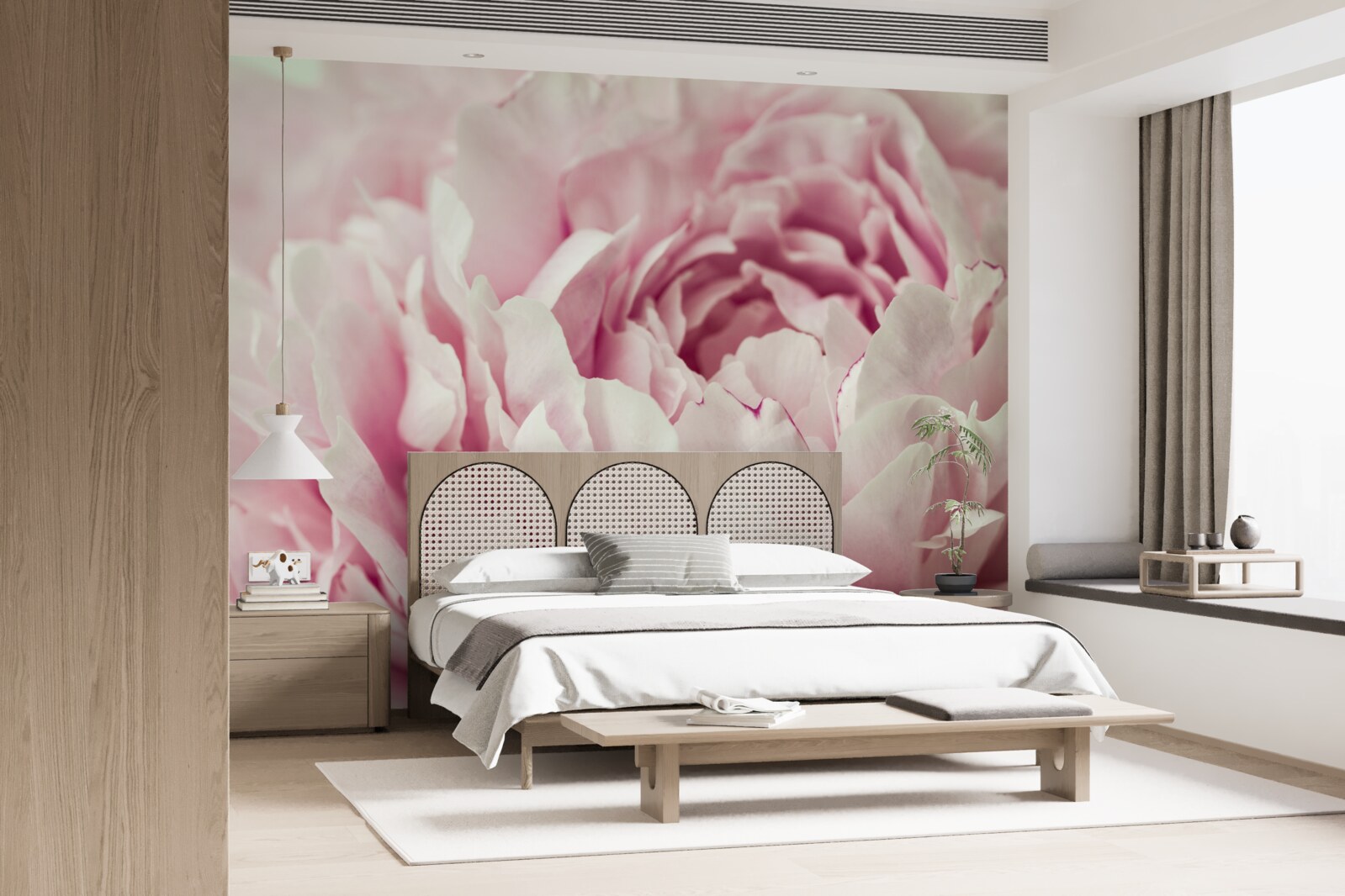 Papier peint feuilles souples de la fleur rose