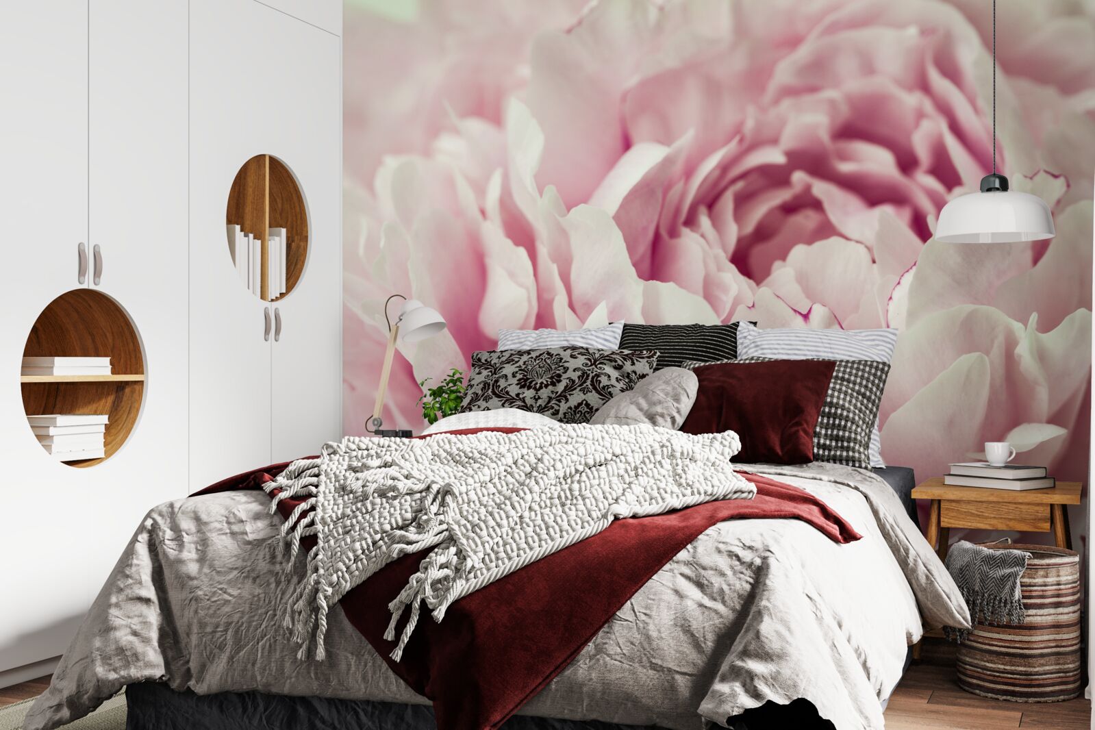 Papier peint feuilles souples de la fleur rose