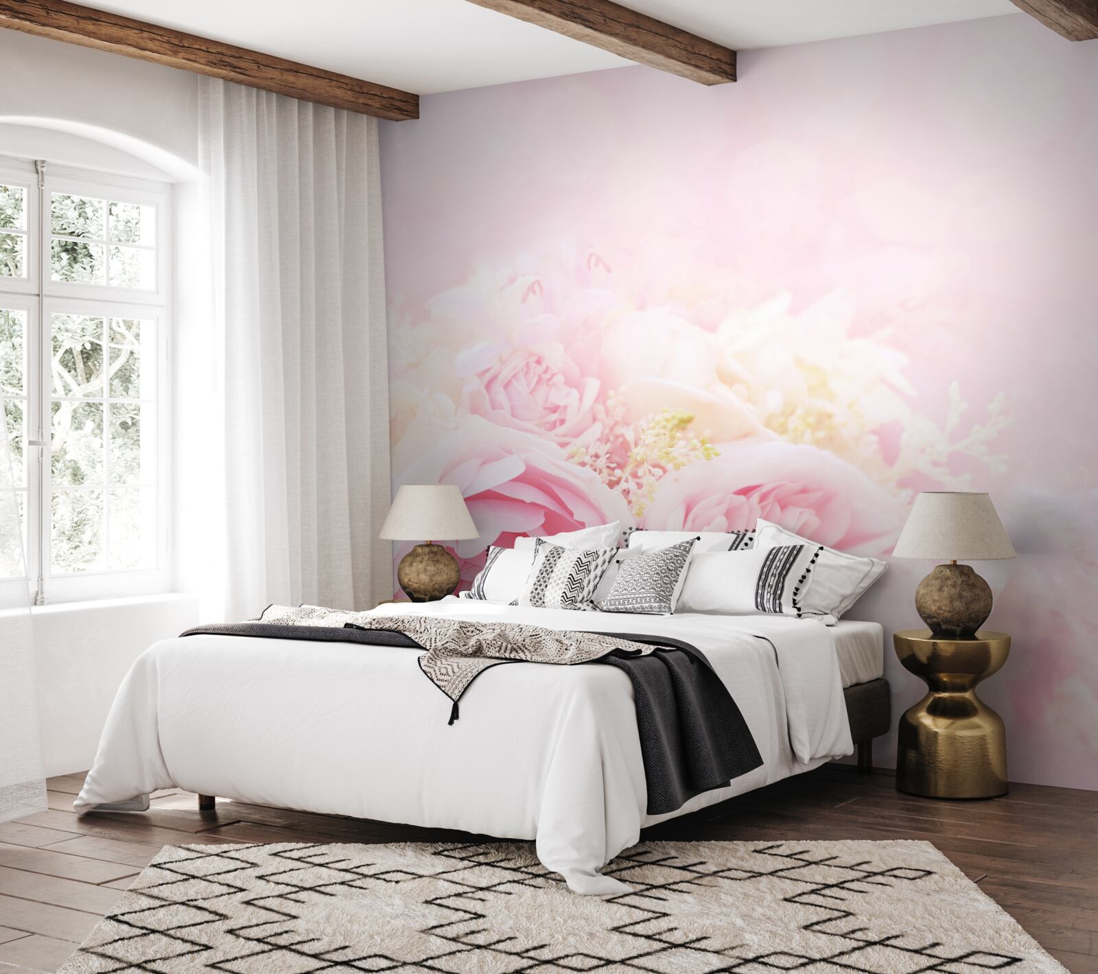 Papier peint peony pink rose set