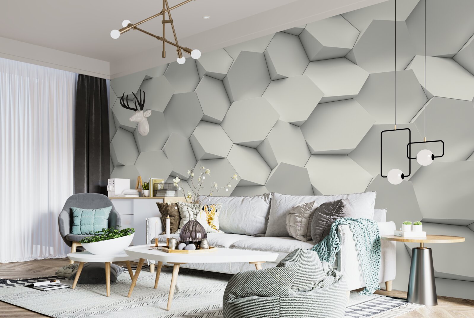 Papier peint les hexagones tournent dans des directions différentes