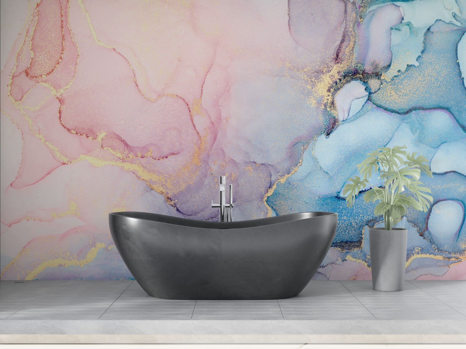 Papier peint des nuages rose tendre flottent au-dessus de l'eau