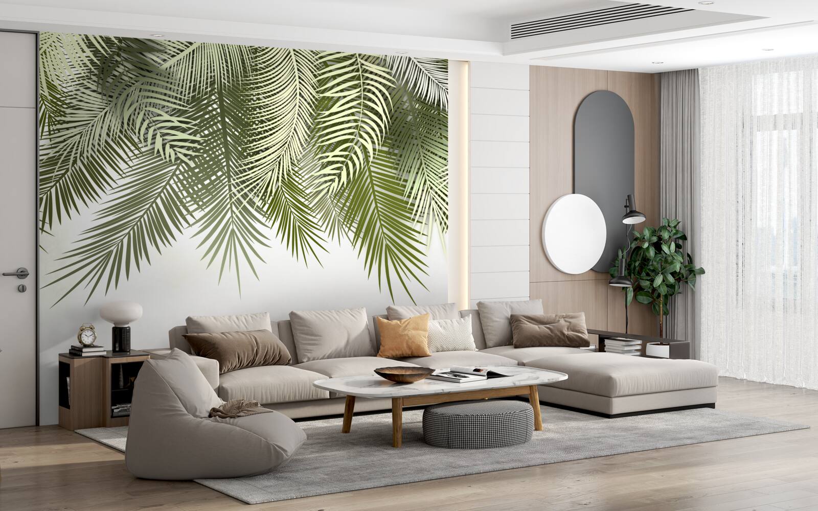 Papier peint fougère à l'ombre verte, retombante