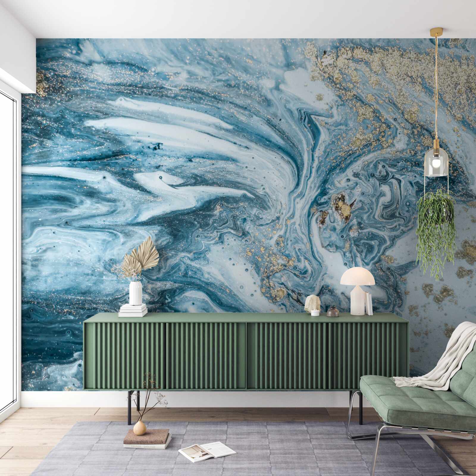 Papier peint liquide bleu turc