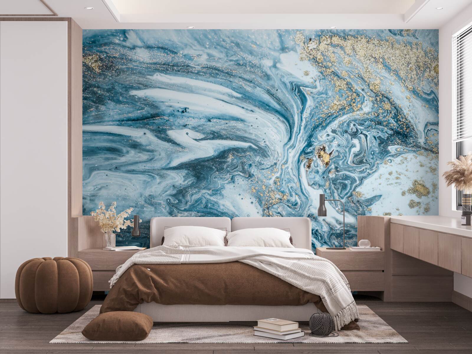 Papier peint liquide bleu turc