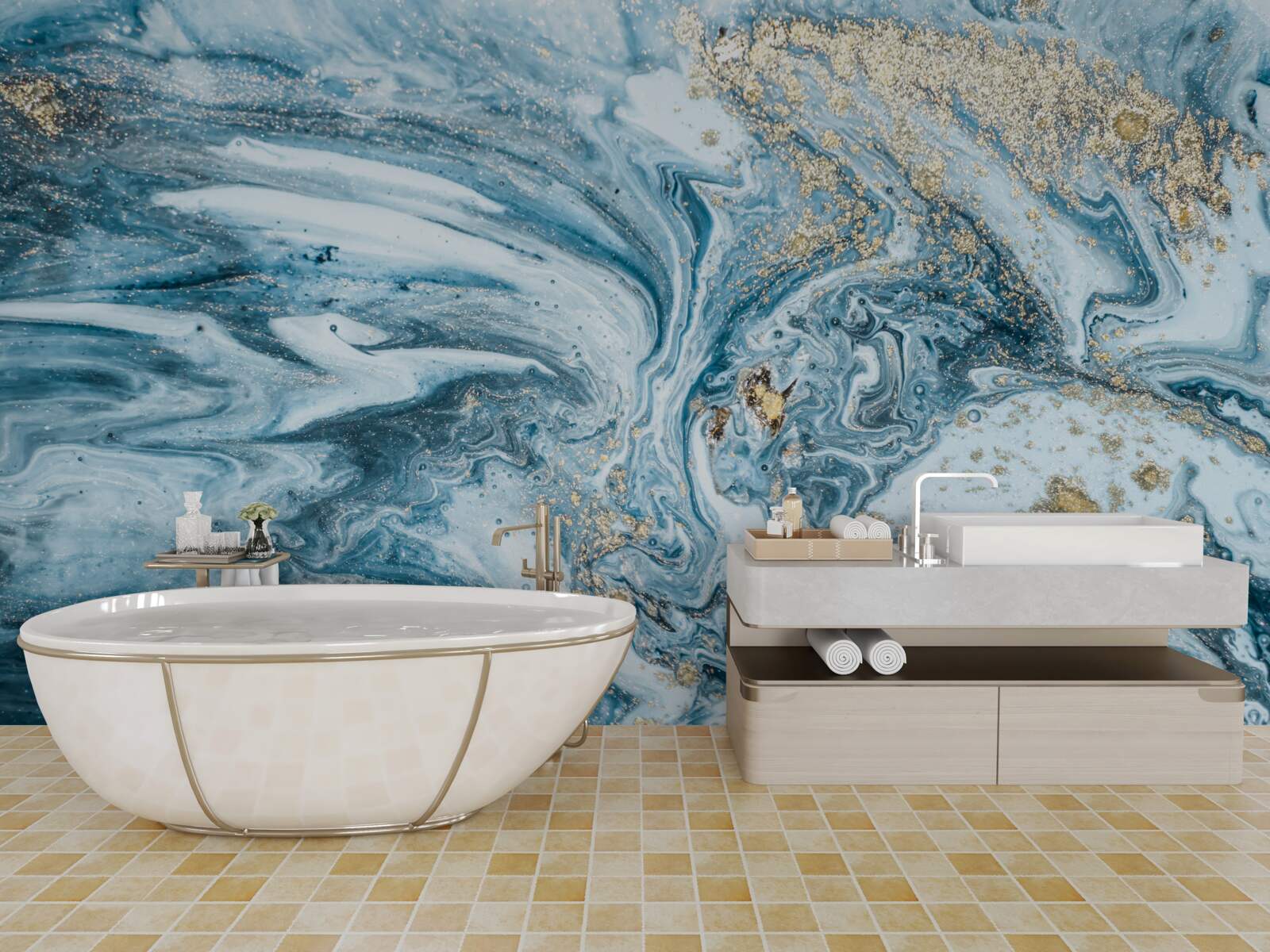 Papier peint liquide bleu turc