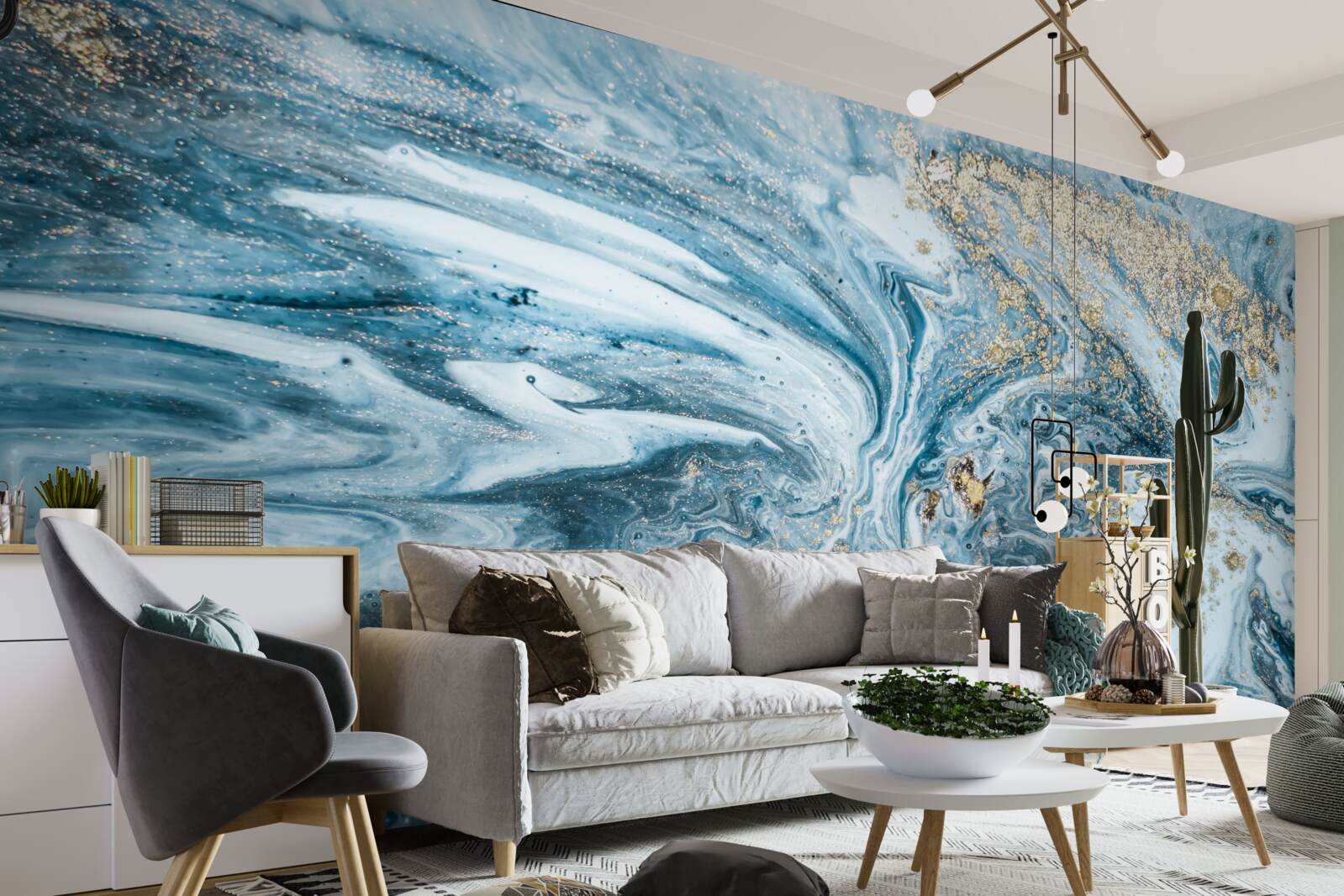 Papier peint liquide bleu turc