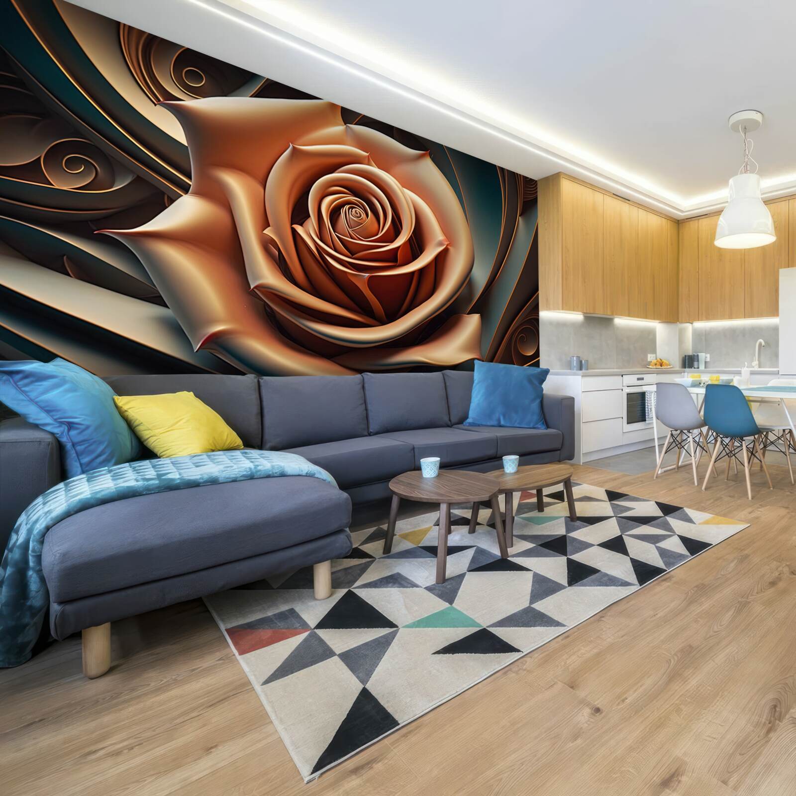 Papier peint rose métallique brune