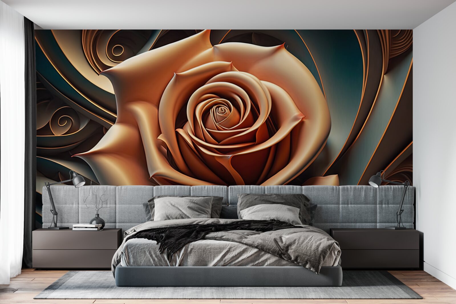 Papier peint rose métallique brune