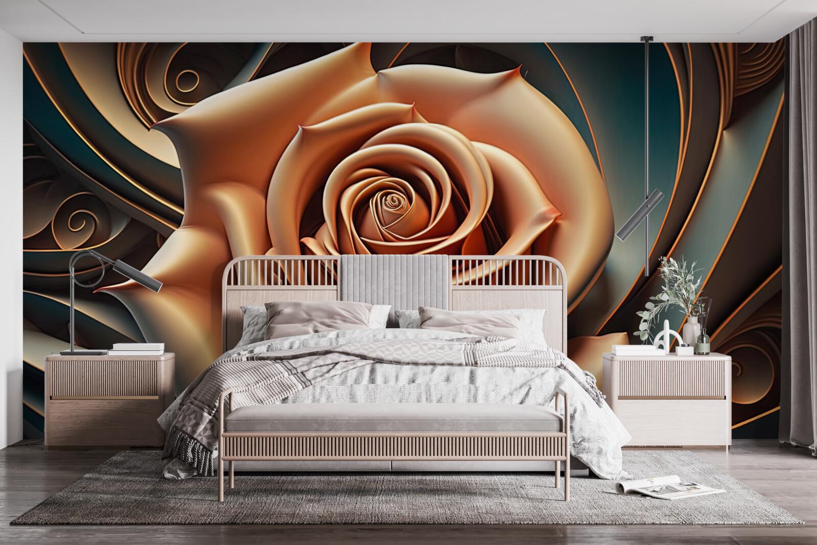 Papier peint rose métallique brune