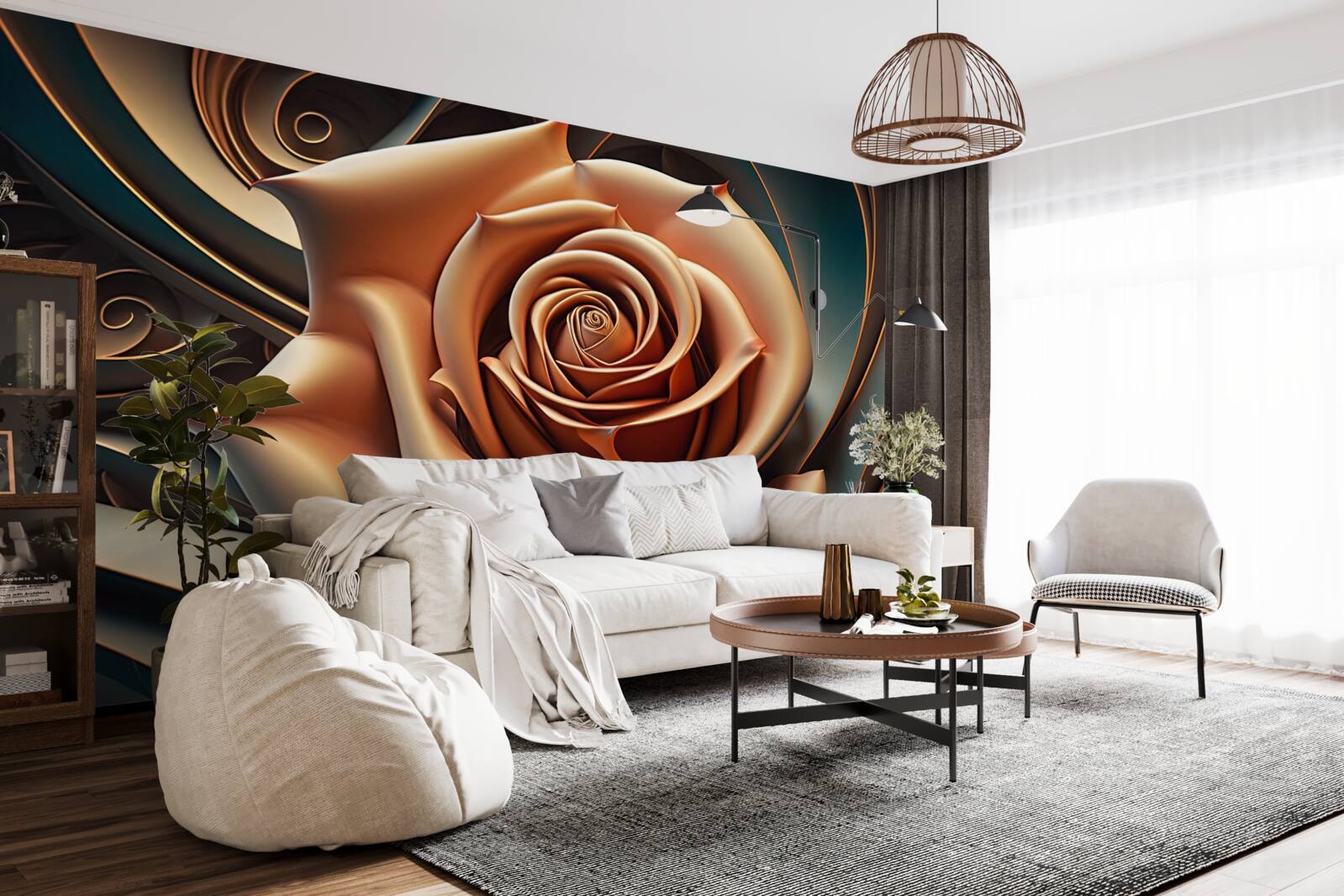 Papier peint rose métallique brune