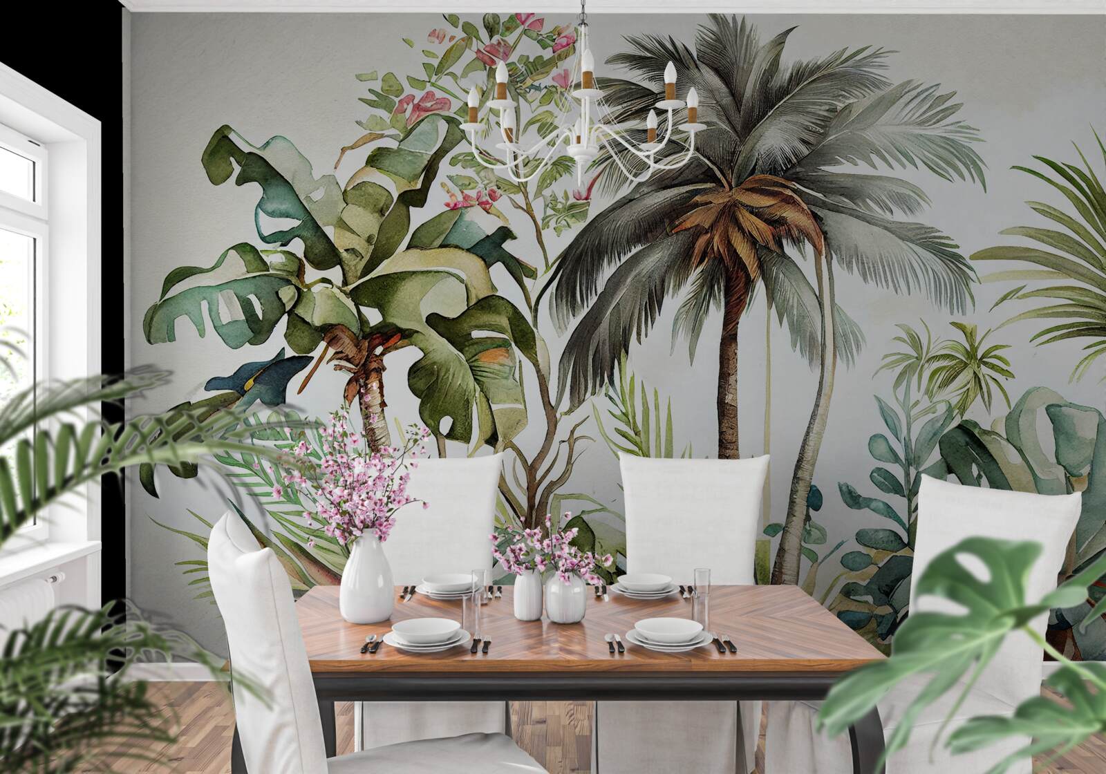 Papier peint les plantes tropicales, y compris les palmiers