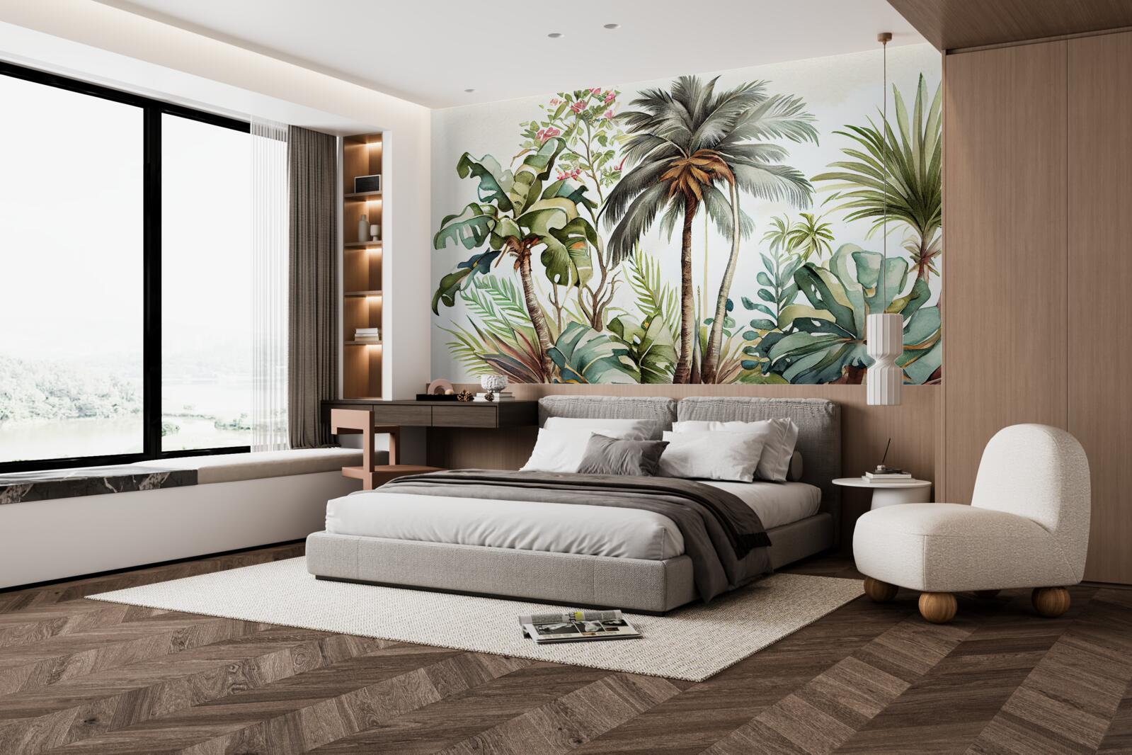 Papier peint les plantes tropicales, y compris les palmiers