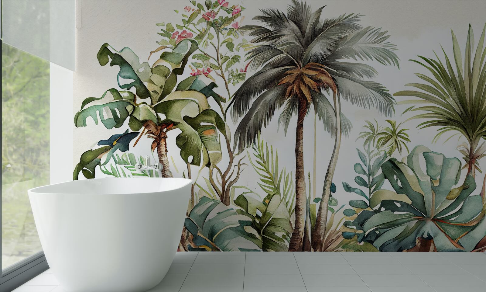 Papier peint les plantes tropicales, y compris les palmiers