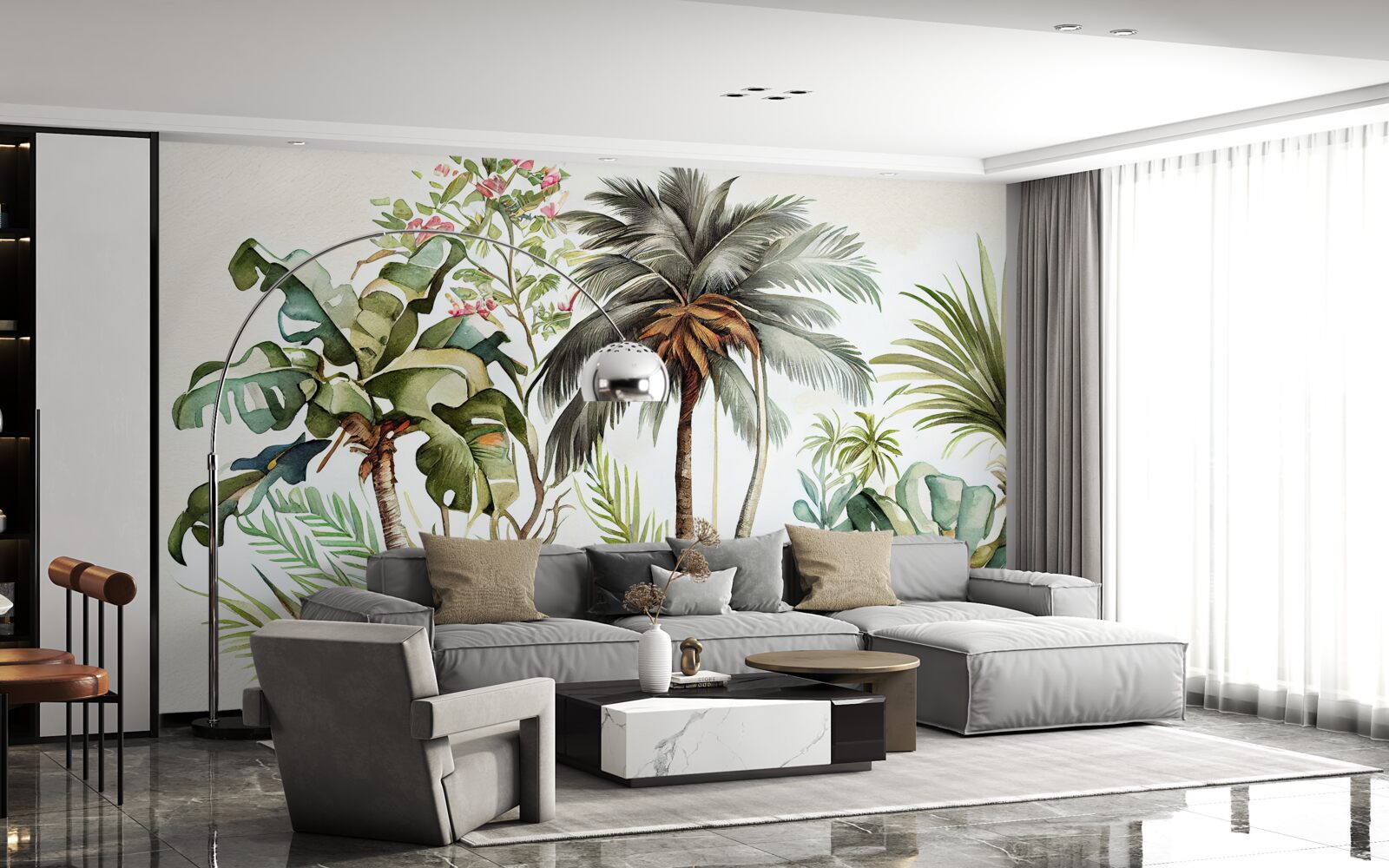 Papier peint les plantes tropicales, y compris les palmiers