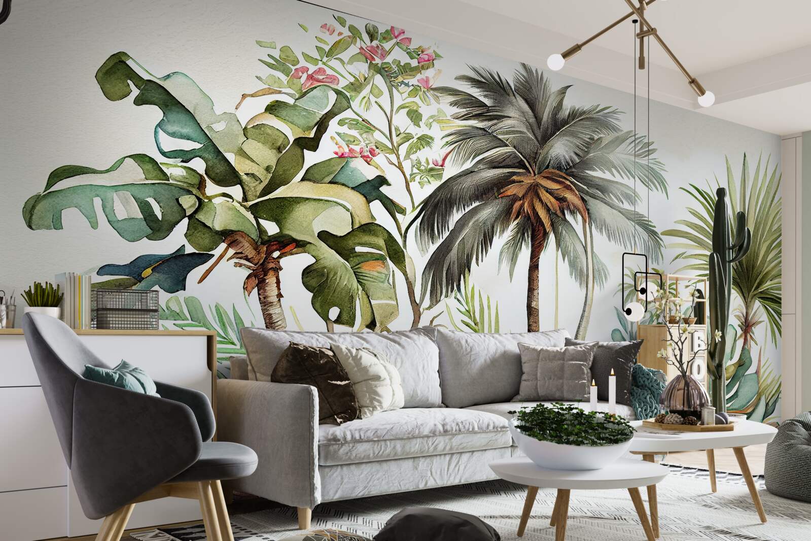 Papier peint les plantes tropicales, y compris les palmiers