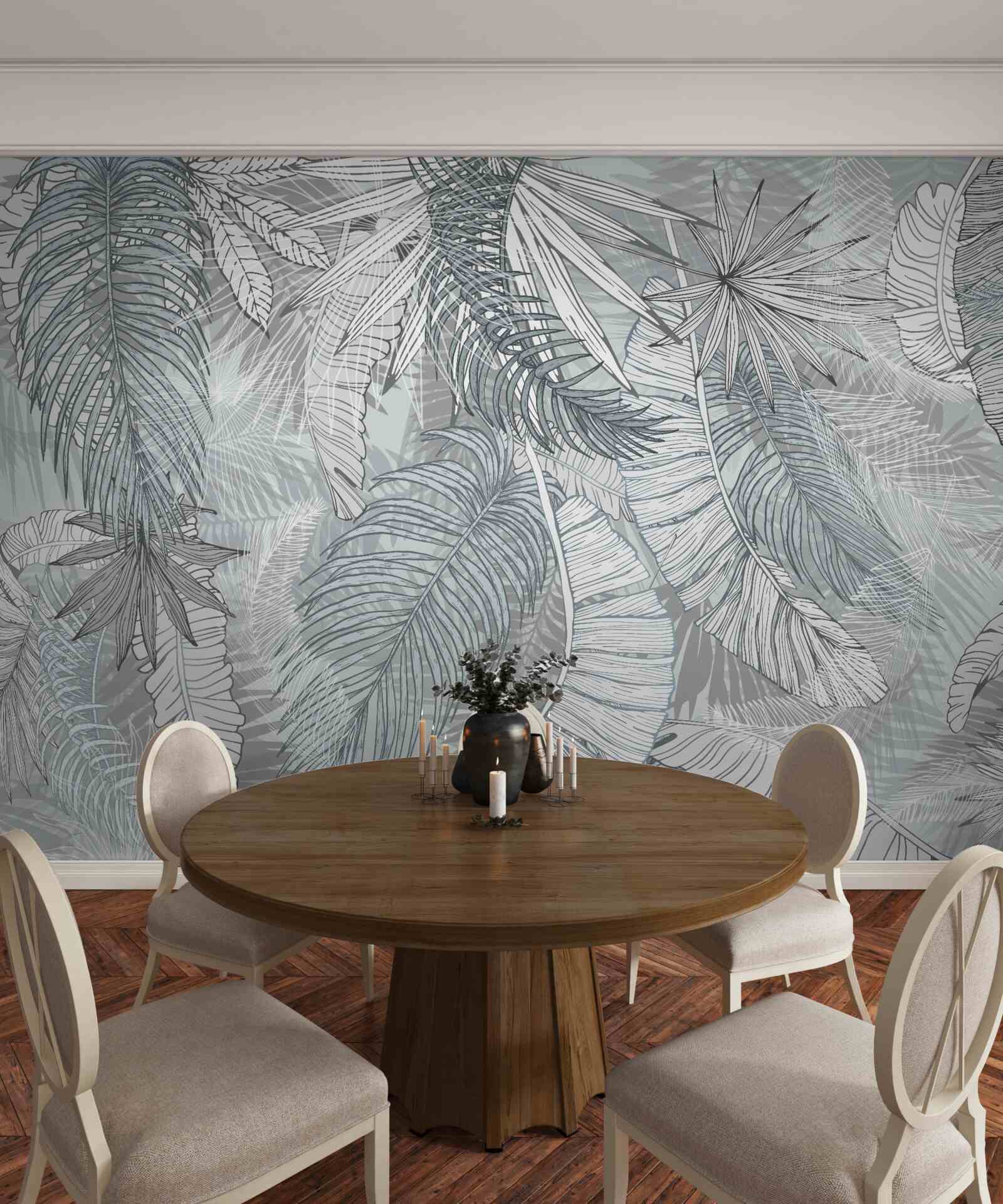 Papier peint feuilles de végétation tropicale