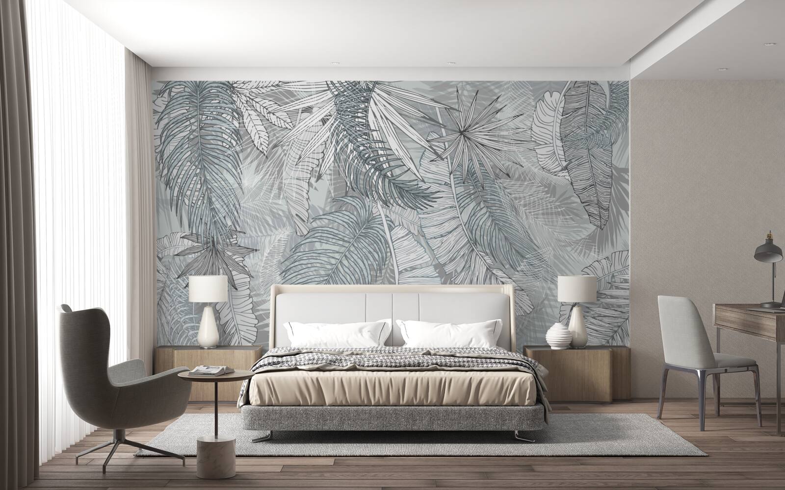 Papier peint feuilles de végétation tropicale