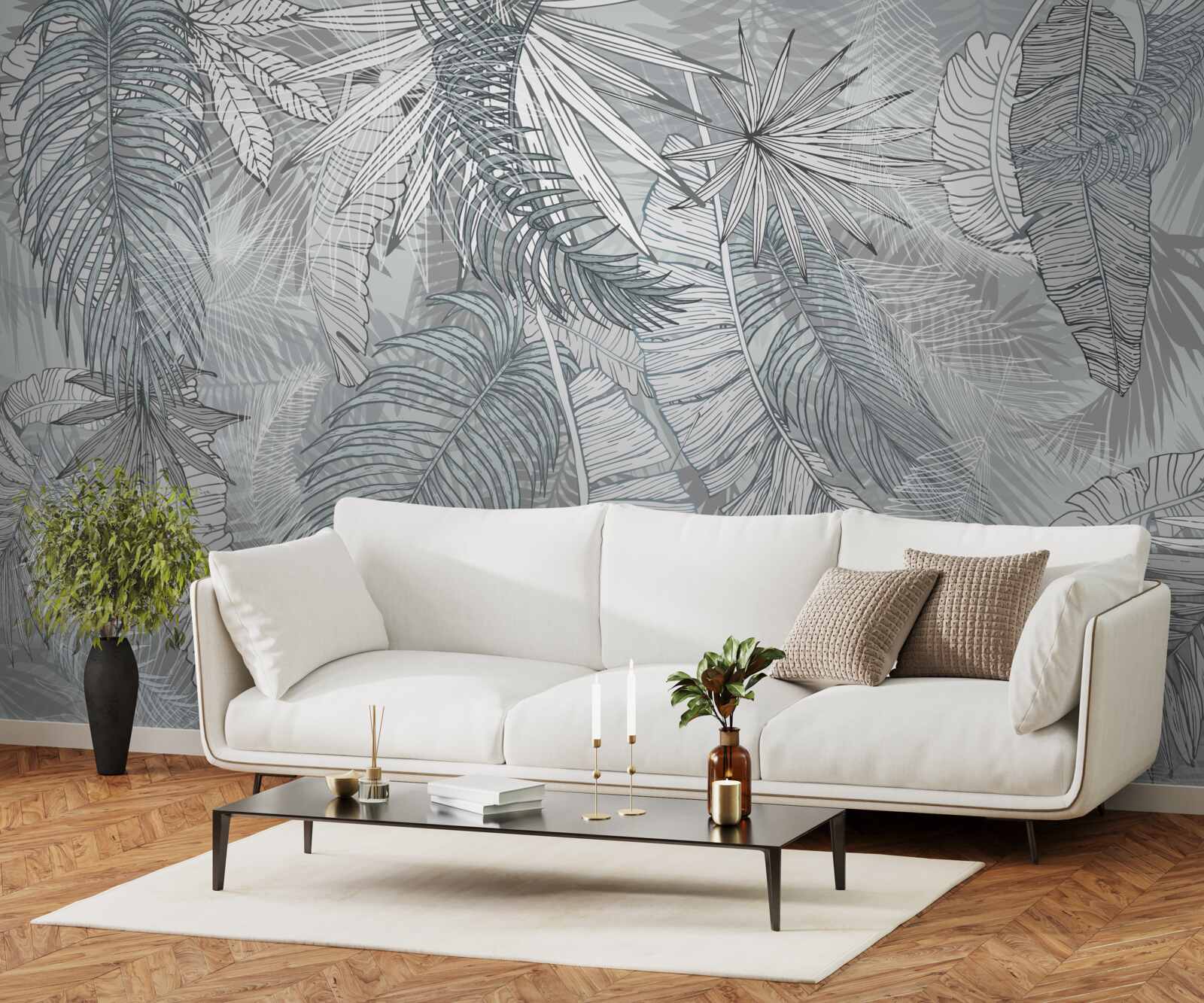 Papier peint feuilles de végétation tropicale