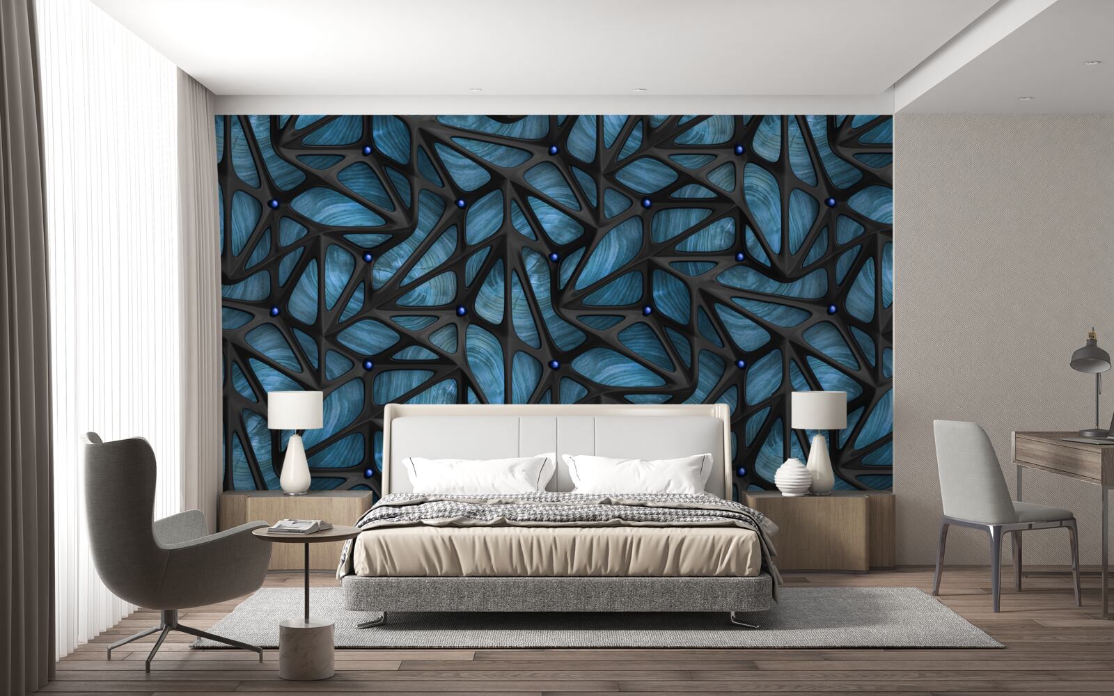 Papier peint Le clair de lune illumine la forêt nocturne couverte de feuilles