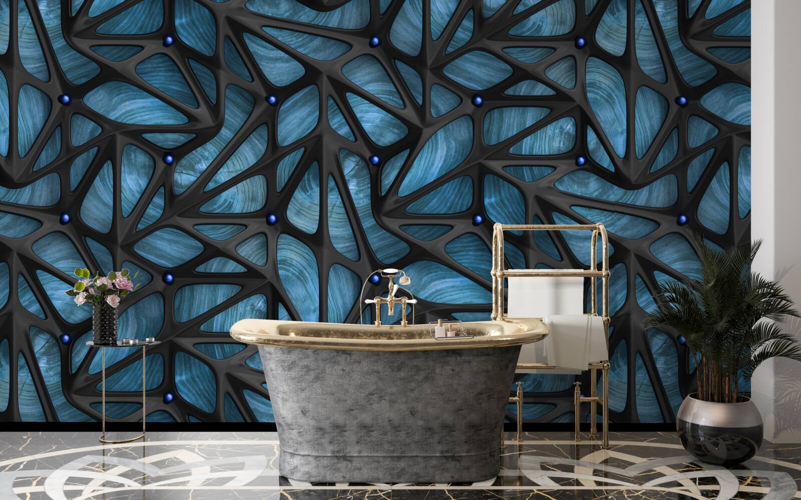 Papier peint Le clair de lune illumine la forêt nocturne couverte de feuilles