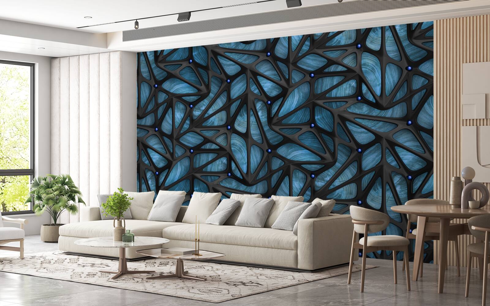 Papier peint Le clair de lune illumine la forêt nocturne couverte de feuilles