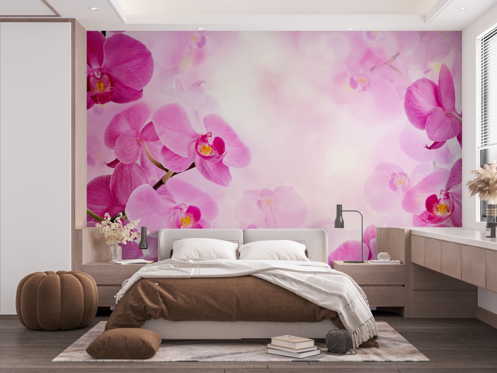 Papier peint les bourgeons de l'orchidée pourpre sont gros