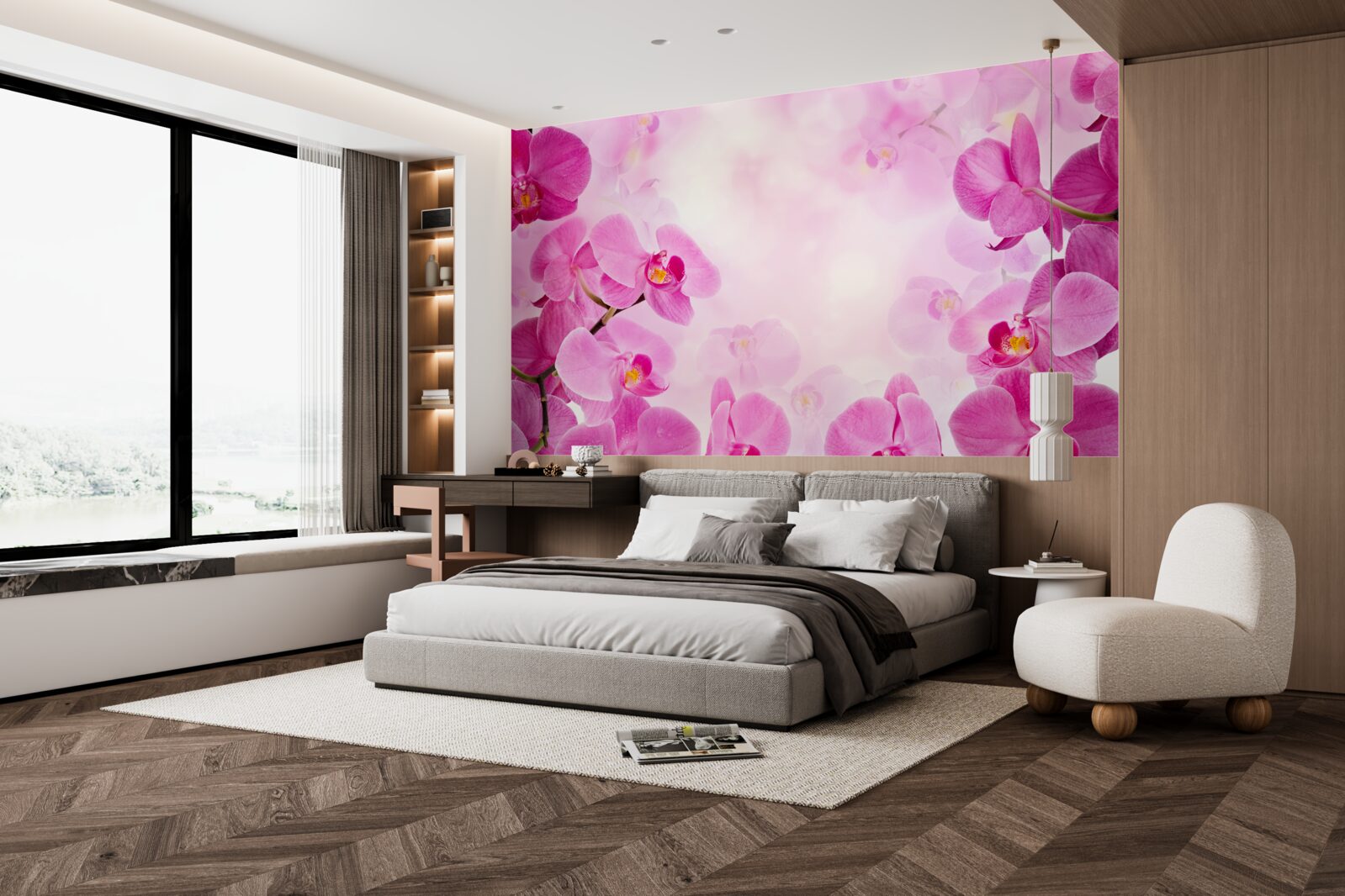 Papier peint les bourgeons de l'orchidée pourpre sont gros