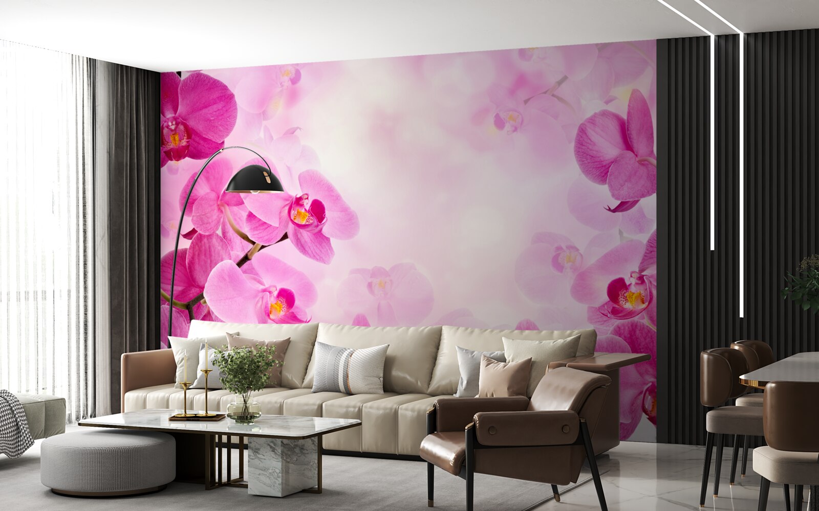 Papier peint les bourgeons de l'orchidée pourpre sont gros