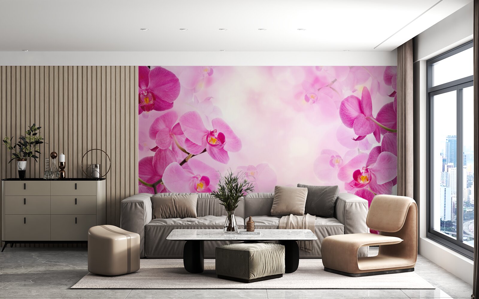 Papier peint les bourgeons de l'orchidée pourpre sont gros