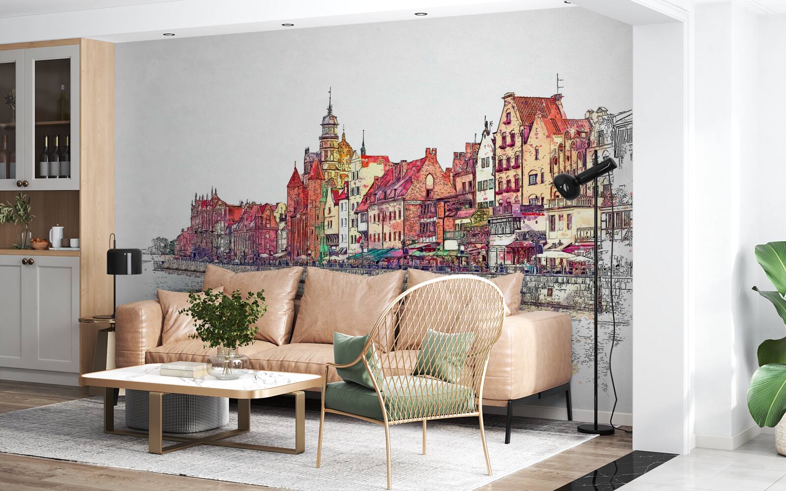 Papier peint reflet de la beauté urbaine à la surface de l'eau