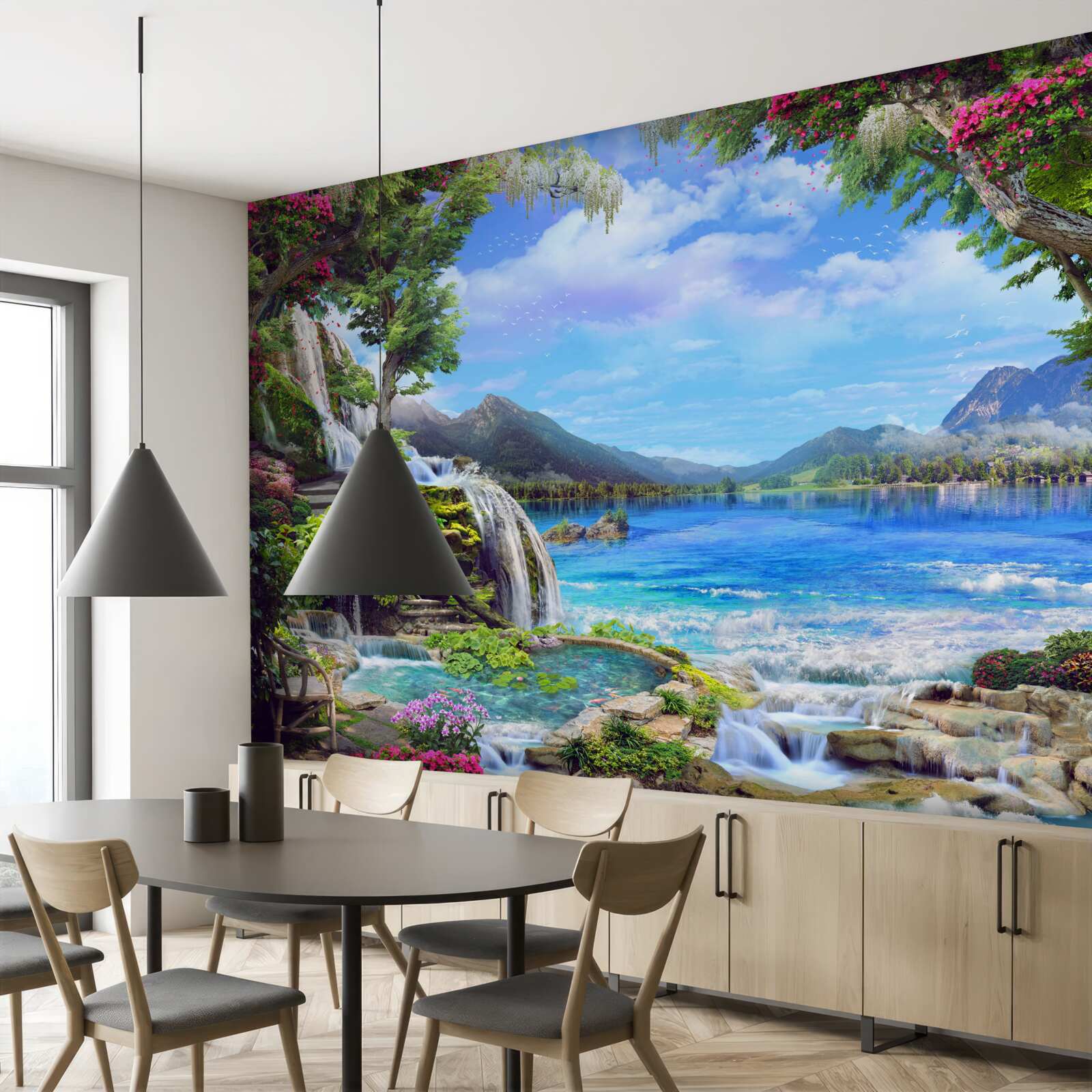 Papier peint oasis dans les montagnes