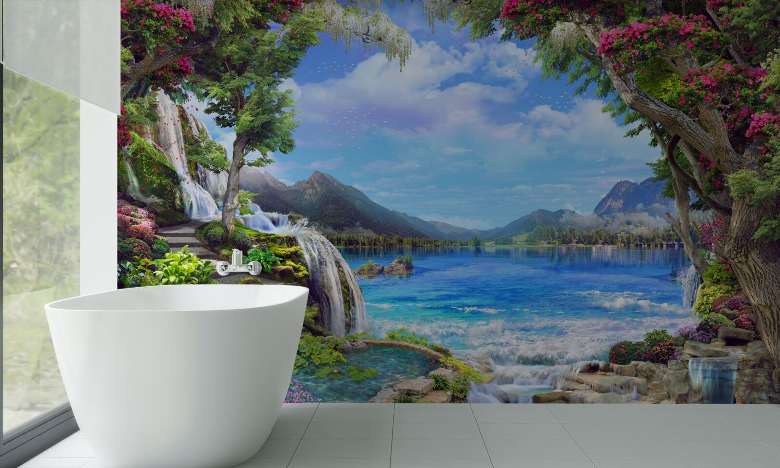 Papier peint oasis dans les montagnes