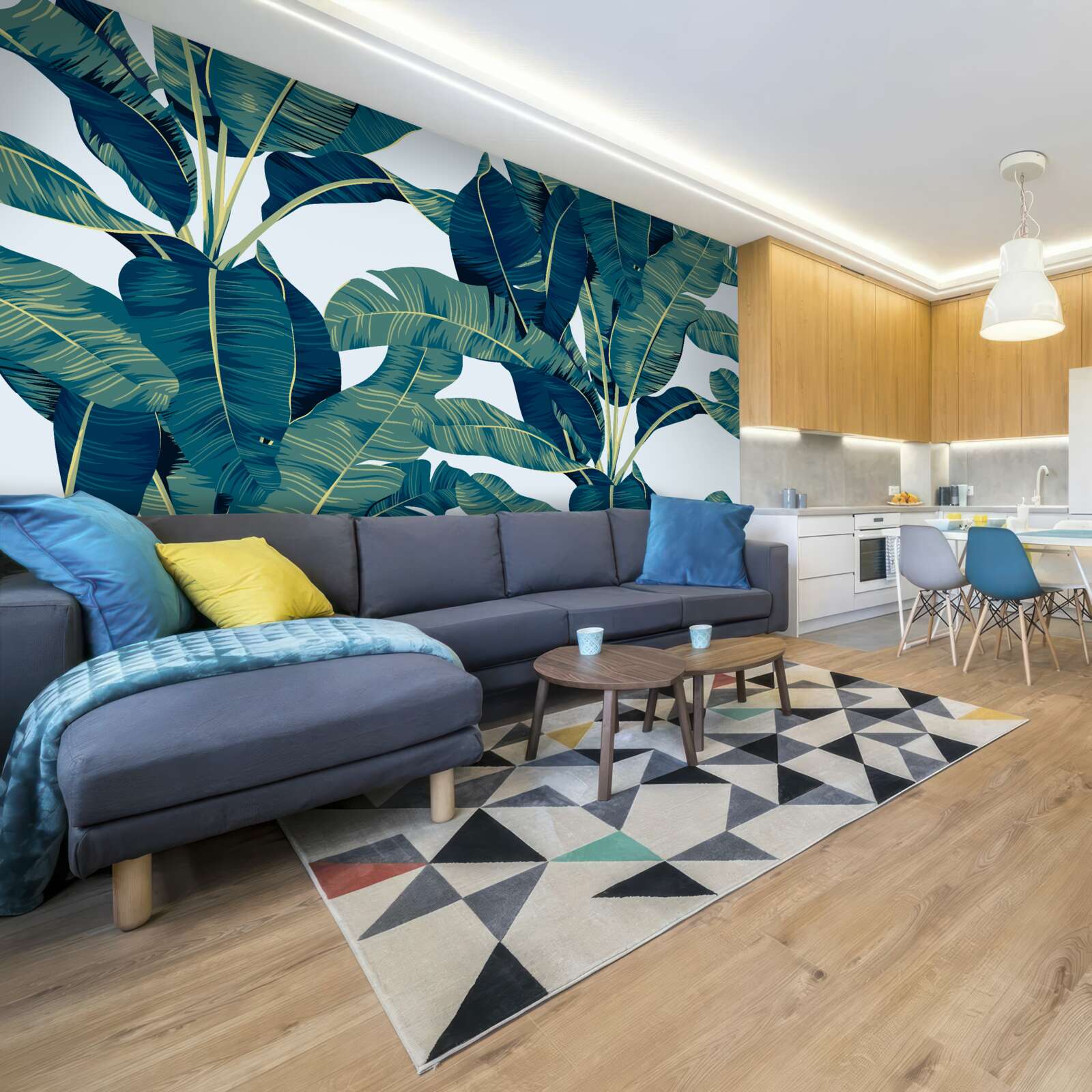 Papier peint des feuilles de fougères vertes foncées entrecoupées de