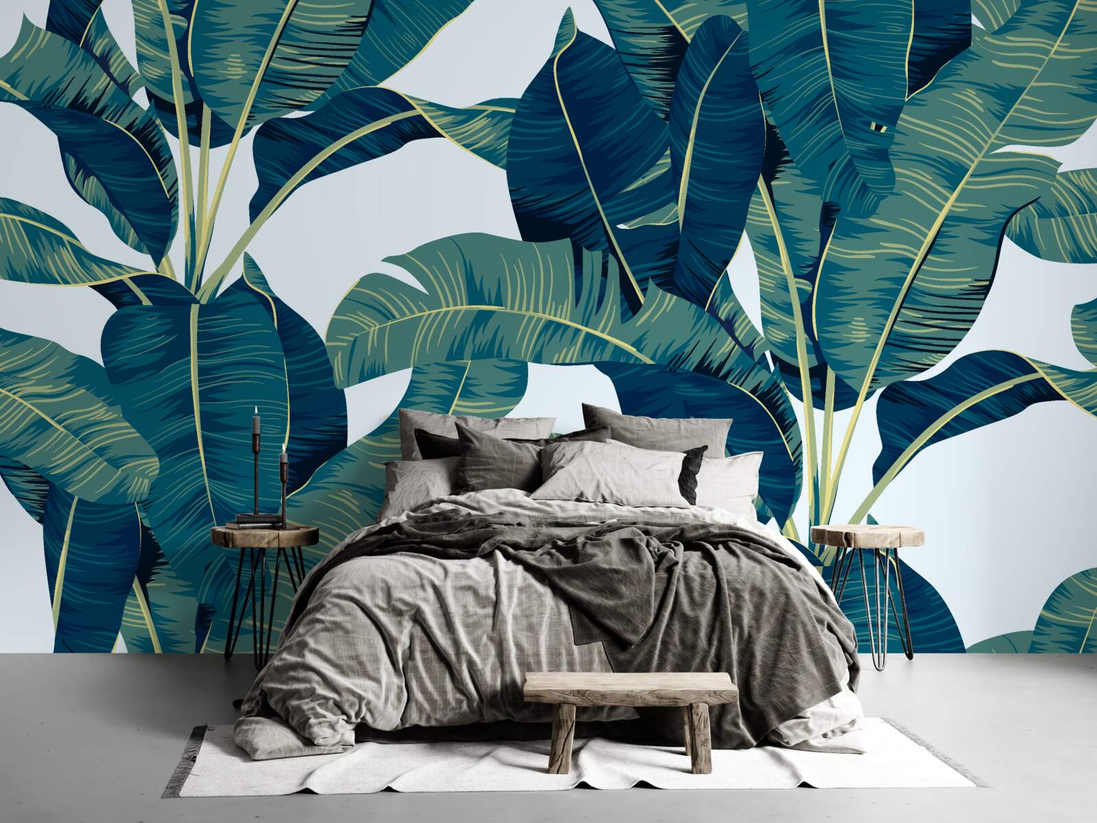 Papier peint des feuilles de fougères vertes foncées entrecoupées de