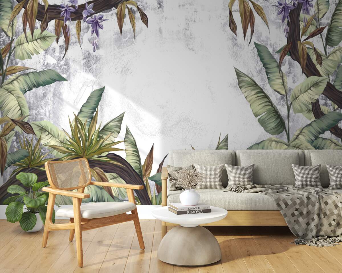 Papier peint les feuilles de la flore tropicale sont vertes