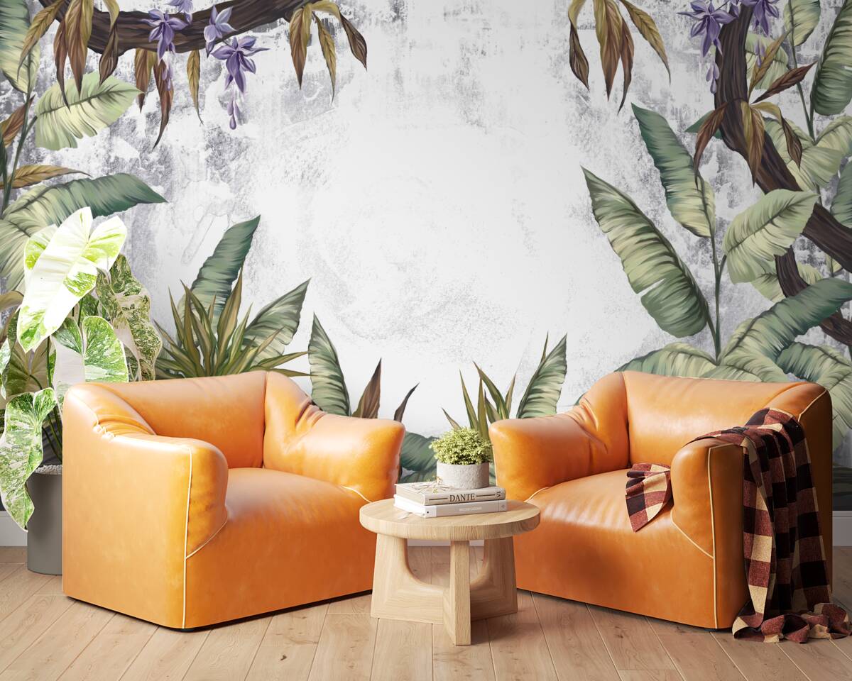 Papier peint les feuilles de la flore tropicale sont vertes