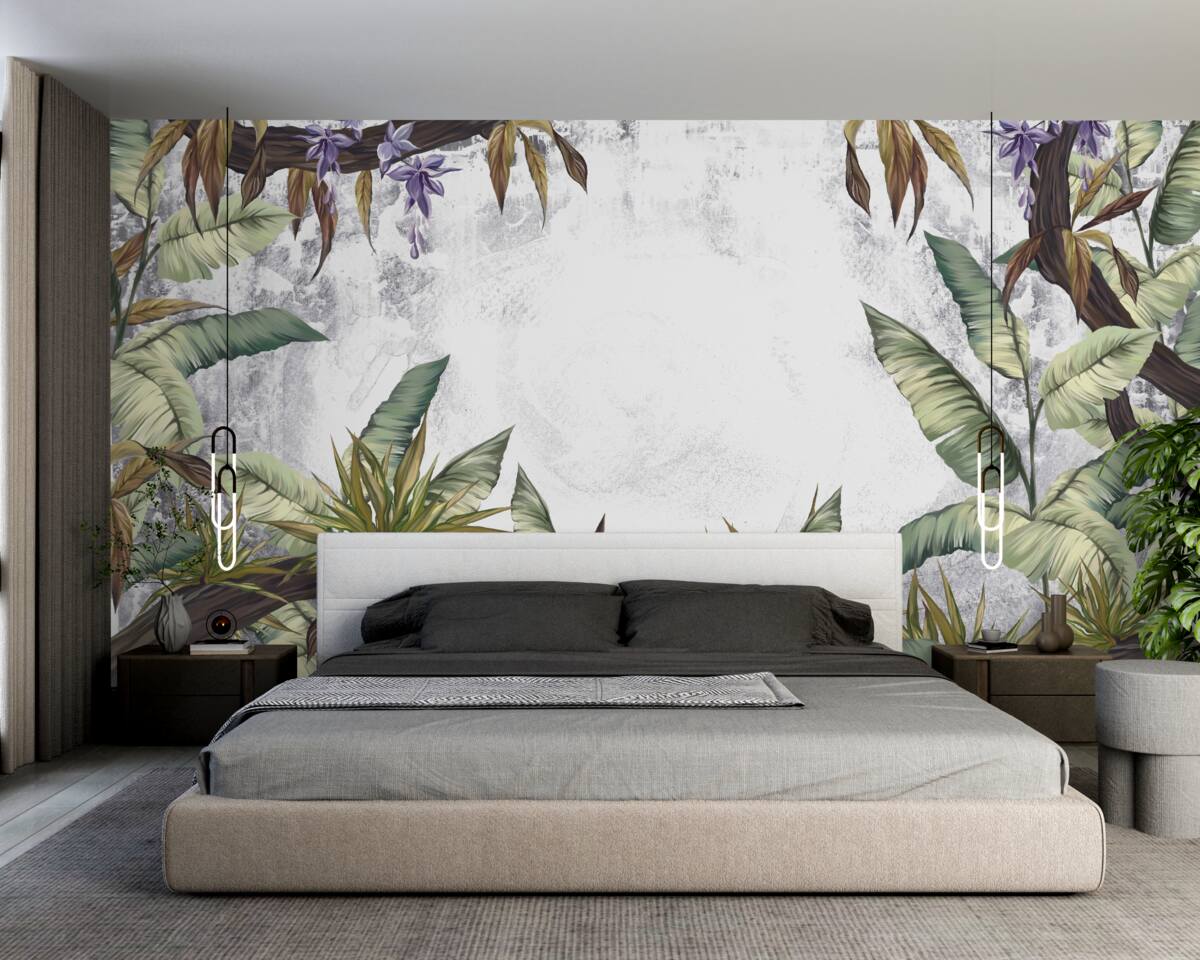 Papier peint les feuilles de la flore tropicale sont vertes