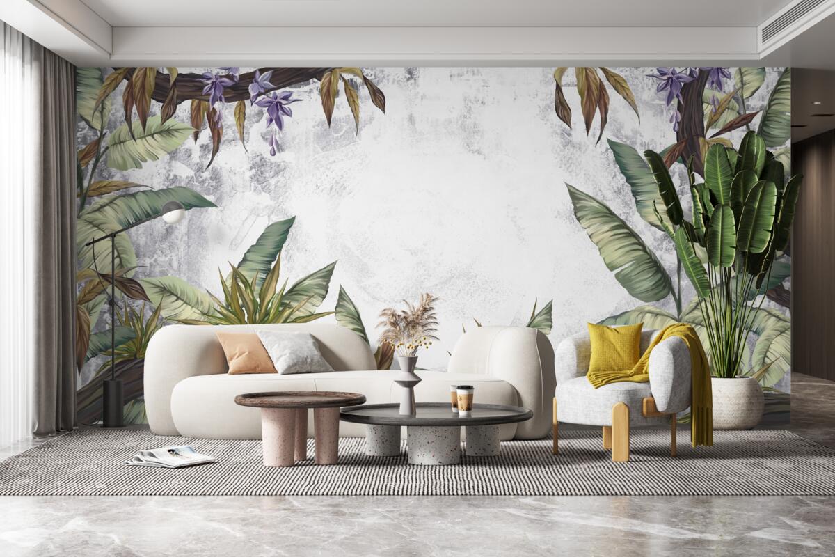 Papier peint les feuilles de la flore tropicale sont vertes