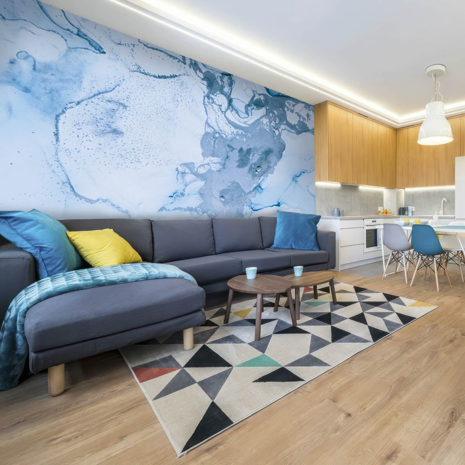 Papier peint combinaison de vagues de mer turquoise et bleues