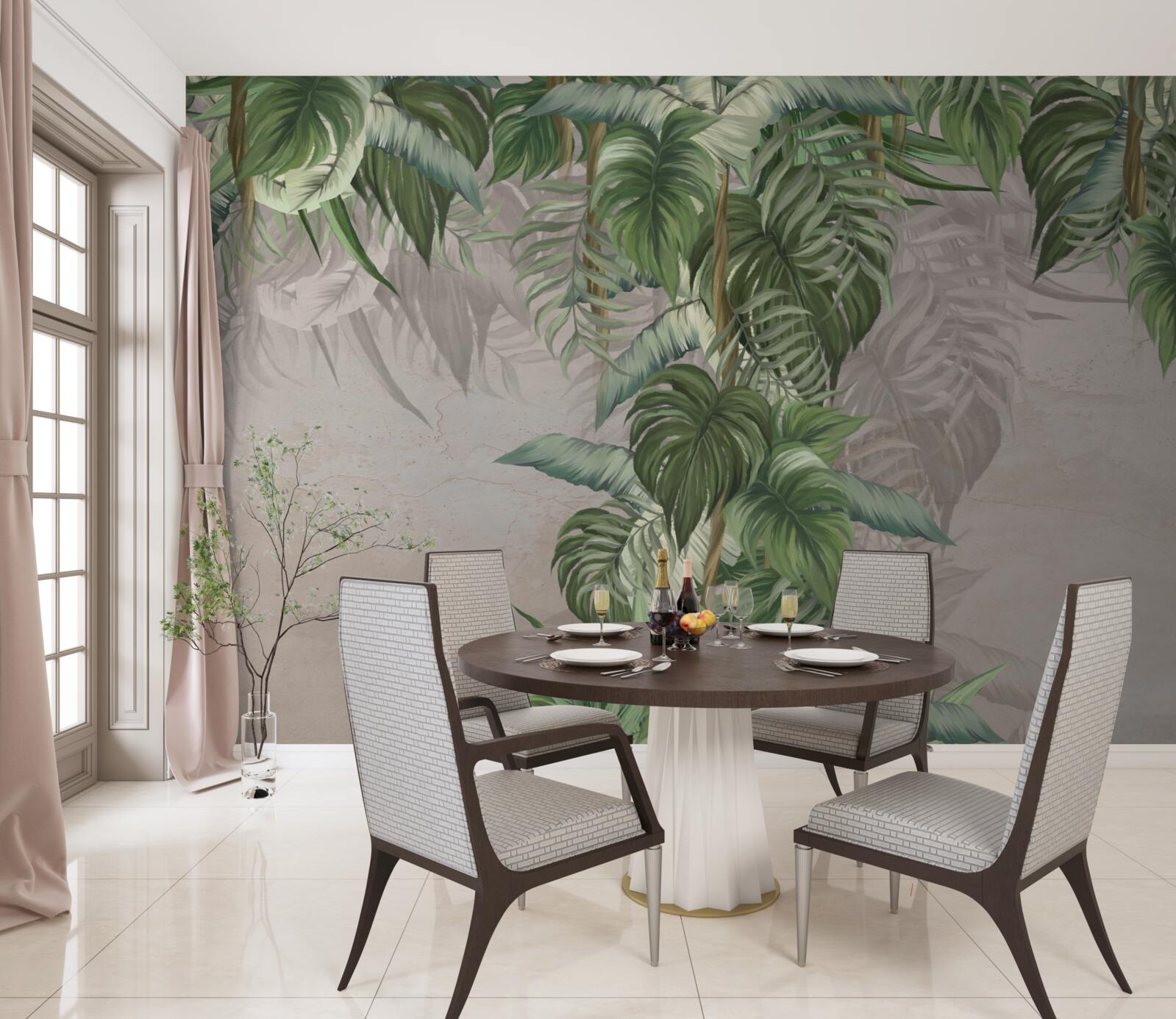 Papier peint les feuilles de la grande monstera recherchent l'humidité