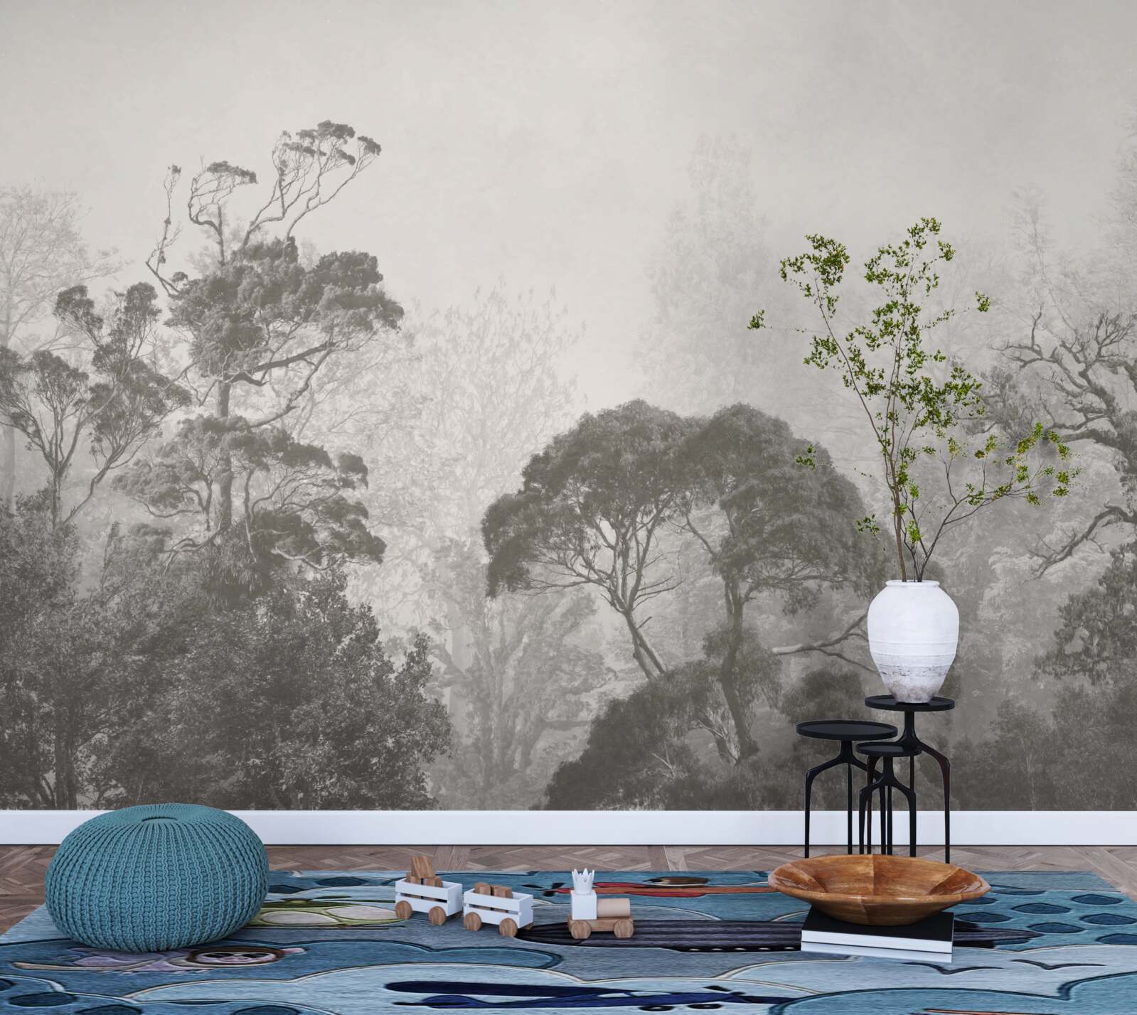 Papier peint la brume recouvre les cimes des arbres tropicaux