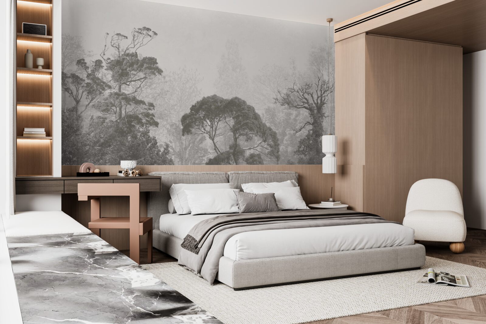 Papier peint la brume recouvre les cimes des arbres tropicaux