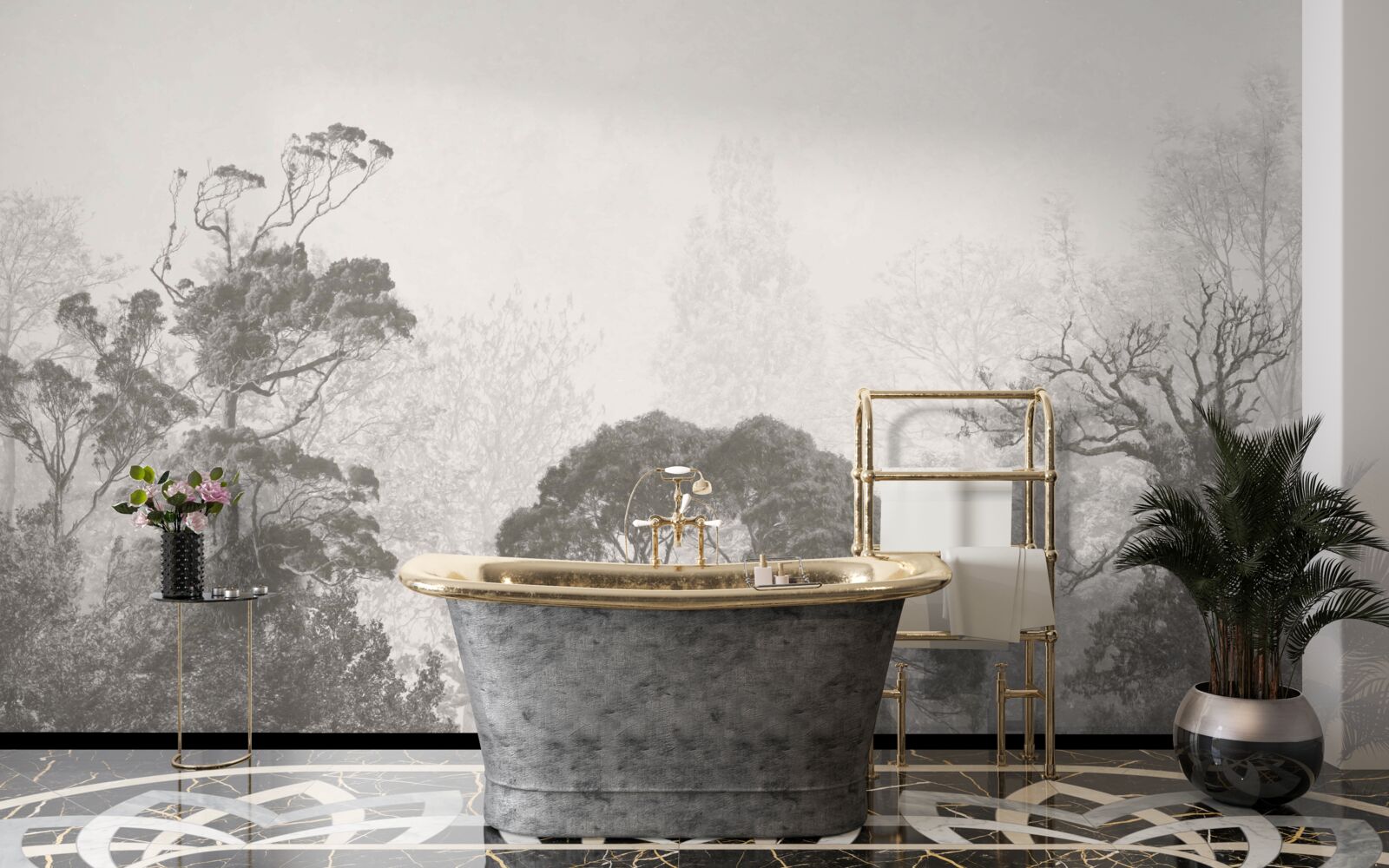 Papier peint la brume recouvre les cimes des arbres tropicaux