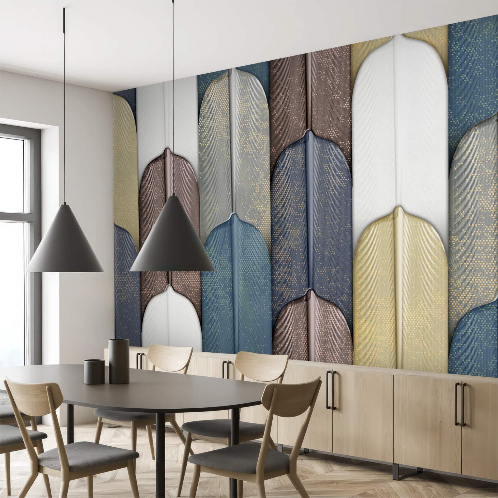 Papier peint une forêt parsemée de feuilles d'automne