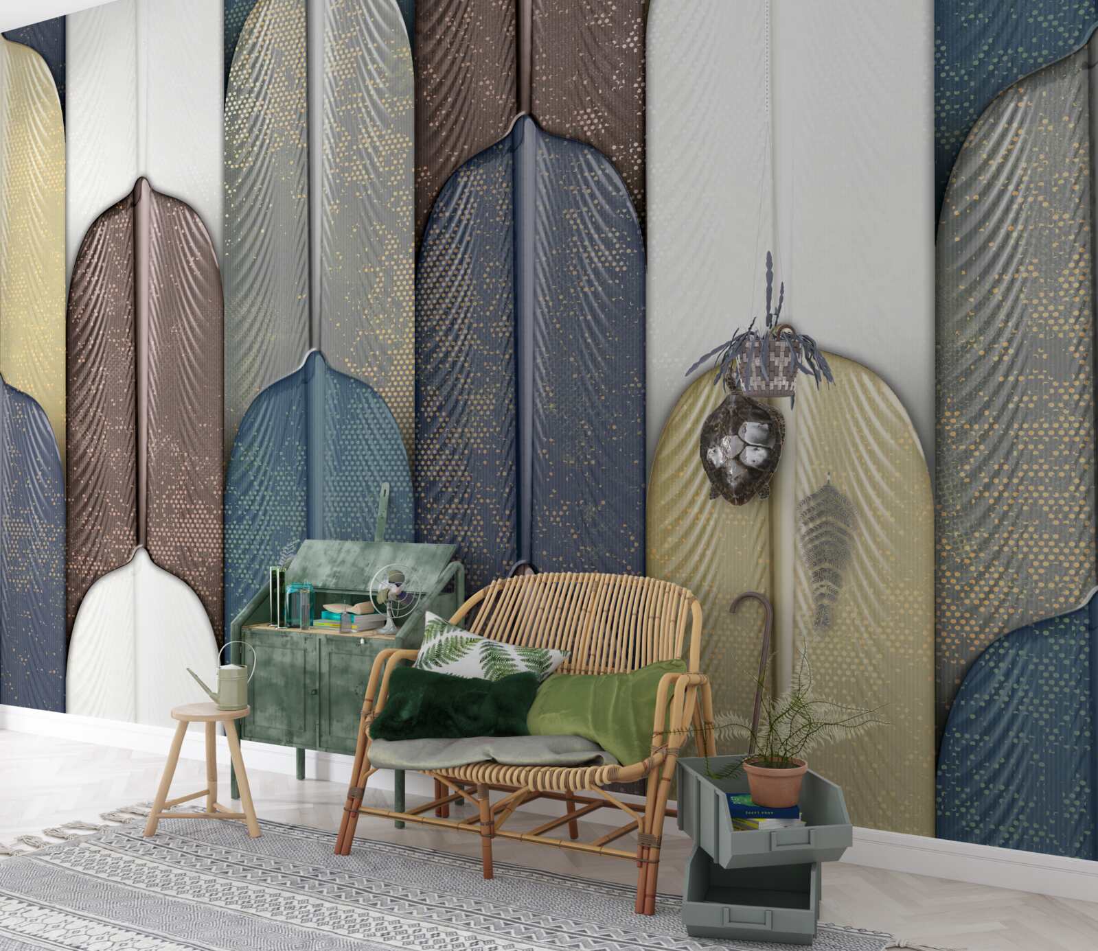 Papier peint une forêt parsemée de feuilles d'automne