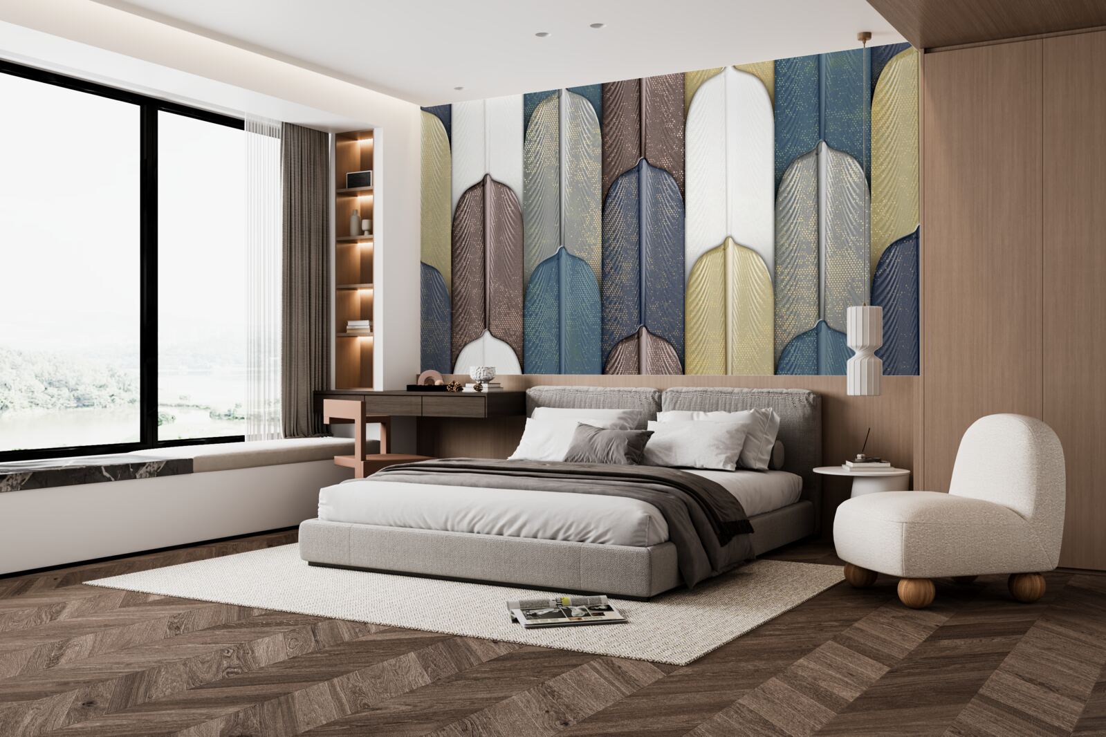 Papier peint une forêt parsemée de feuilles d'automne