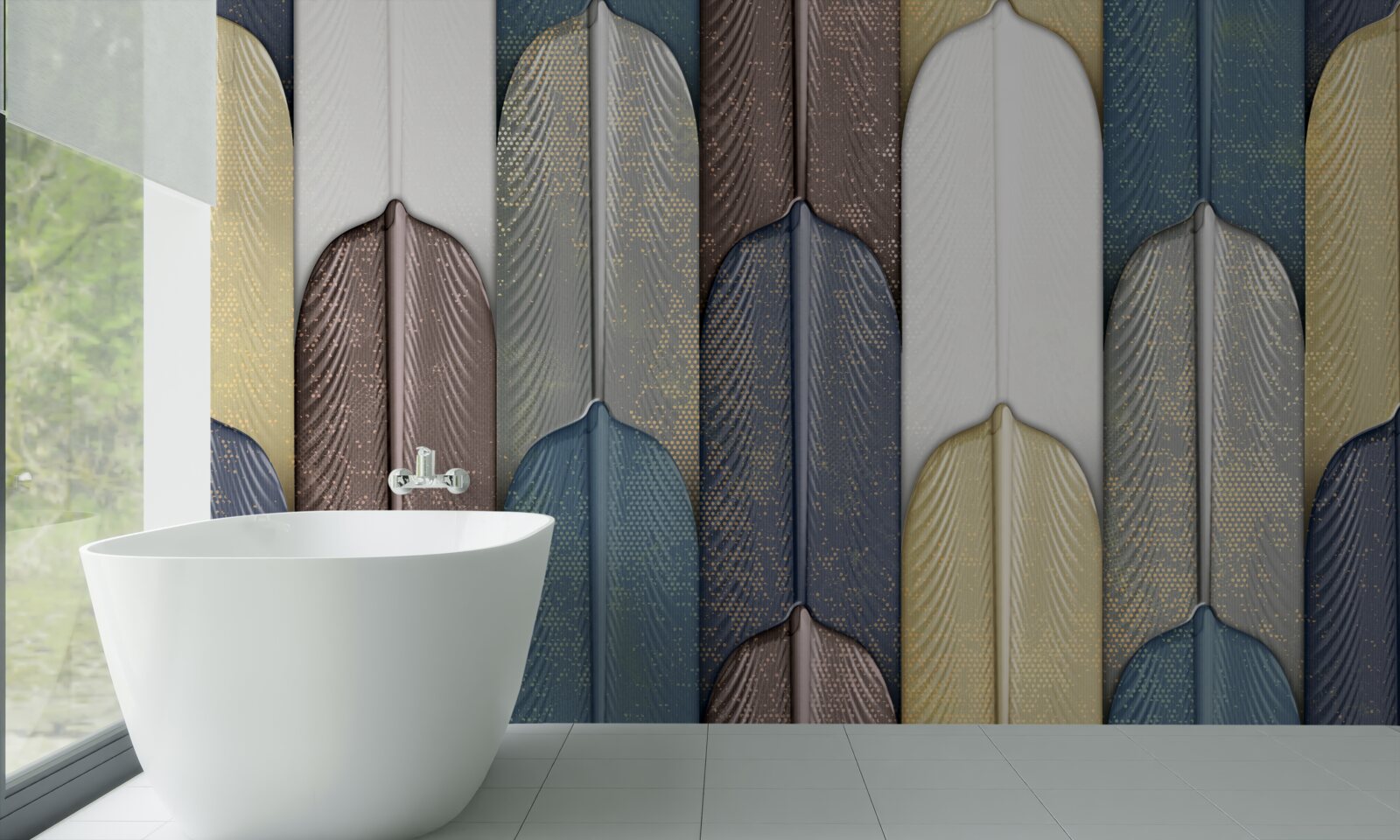 Papier peint une forêt parsemée de feuilles d'automne