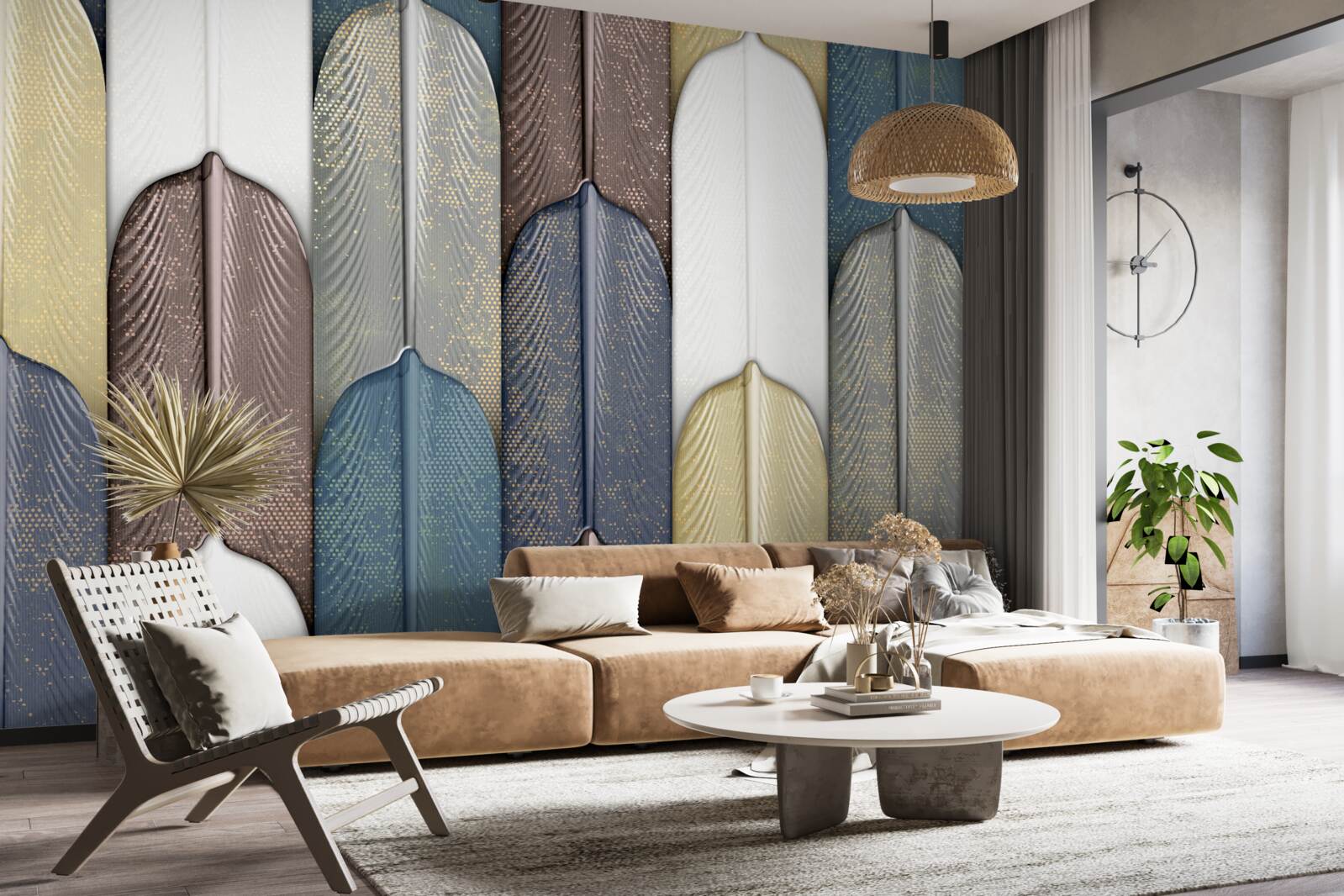 Papier peint une forêt parsemée de feuilles d'automne